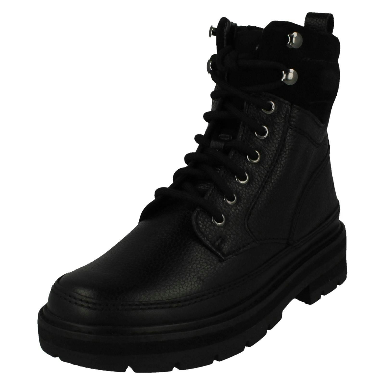 Clarks Girls Black Stylish Dual Fastening Ankle Boots Prague Style - Uk 13 Child