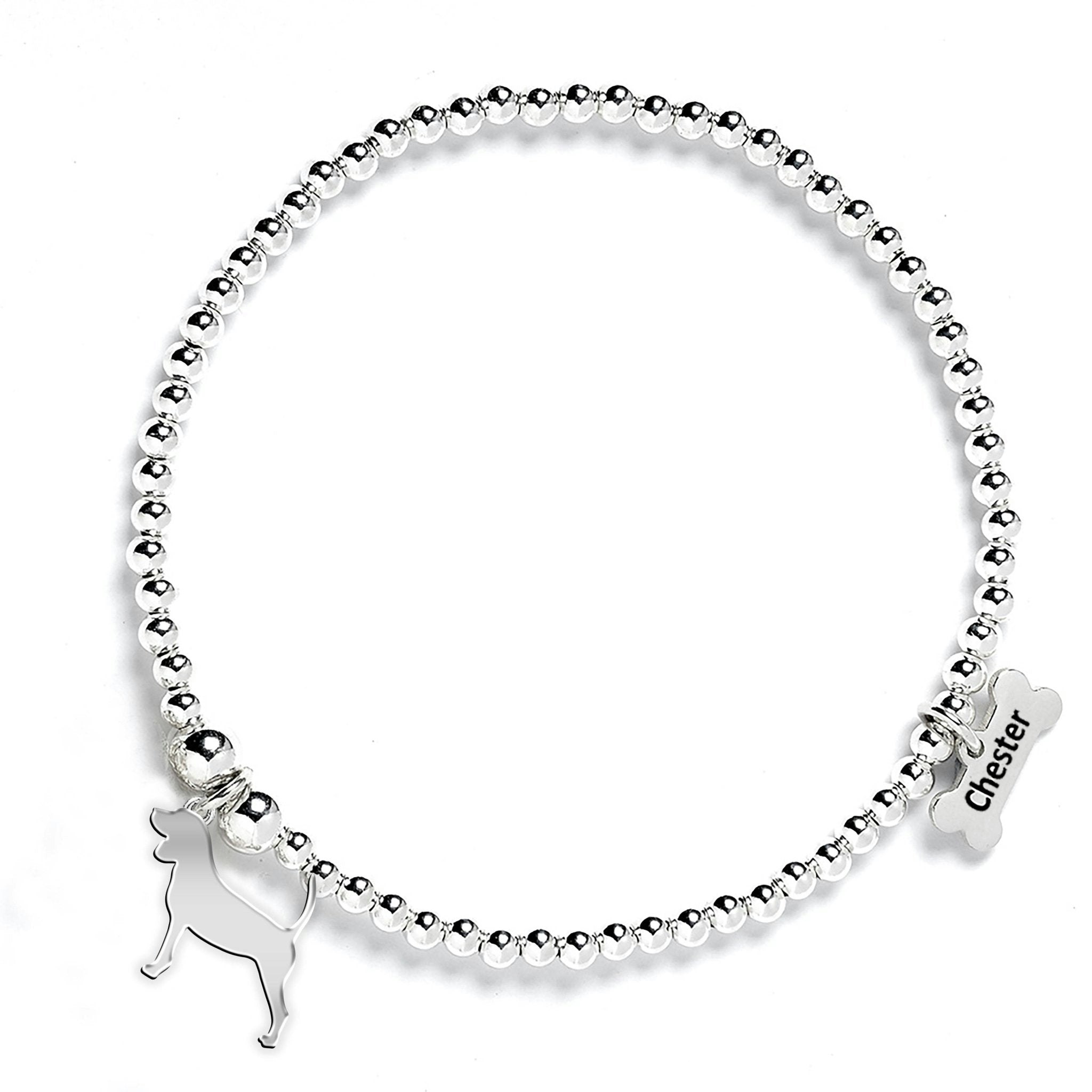 Mylee London Silver Beagle Silhouette Ball Bead Bracelet - Personalised - Yes