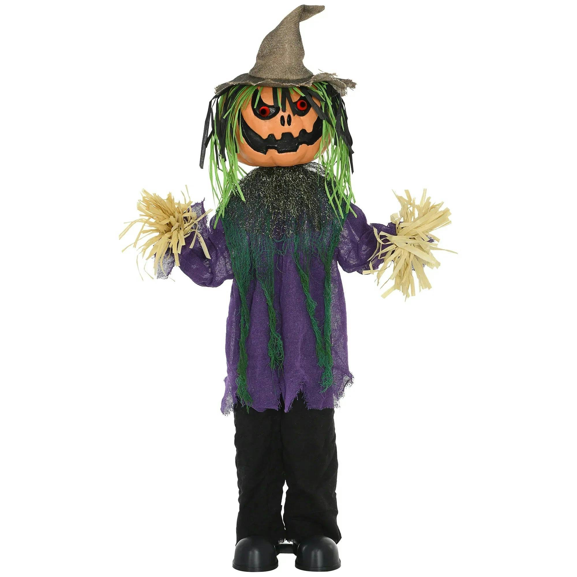 HOMCOM 106cm 45" Pumpkin Outdoor Halloween Decoration Sound Activated | Halloween Animatronic, Light Up Eyes, Music, Animated Prop, for Haunted House - Image 7