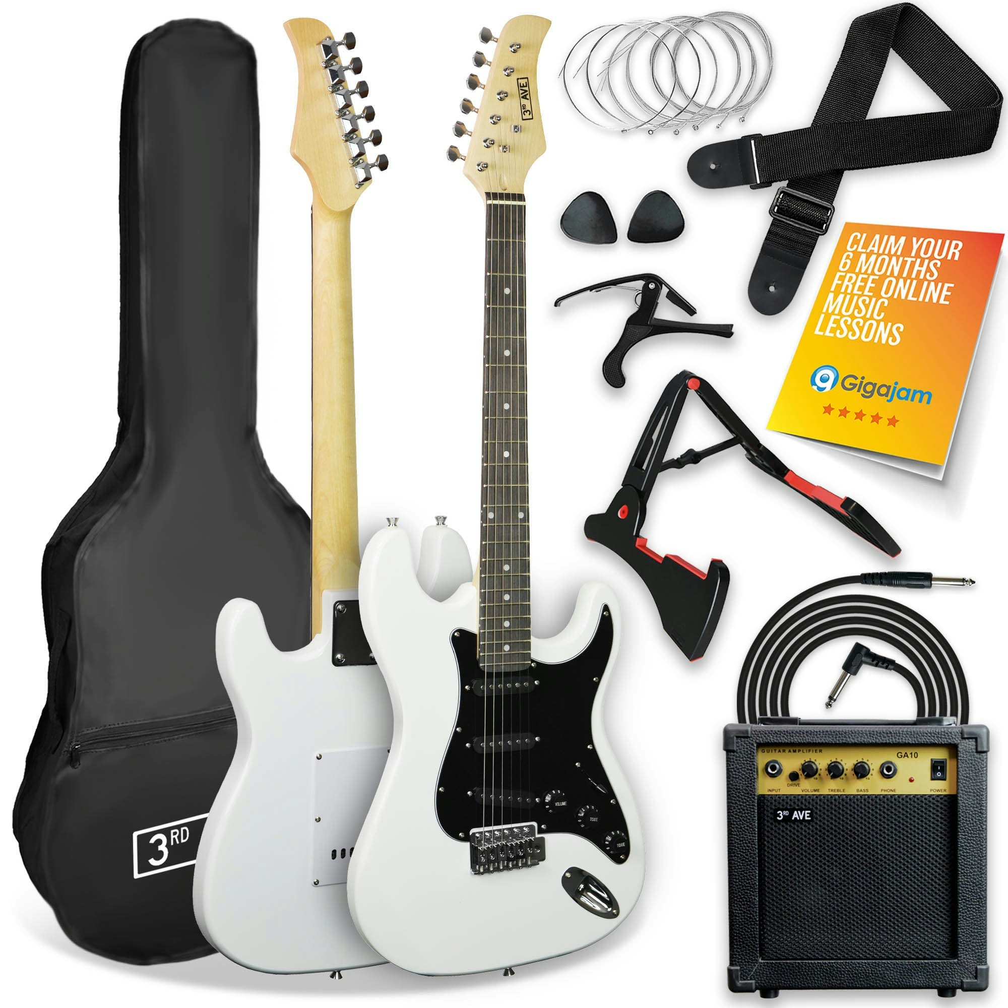3Rd Avenue White Full Size Electric Guitar Pack