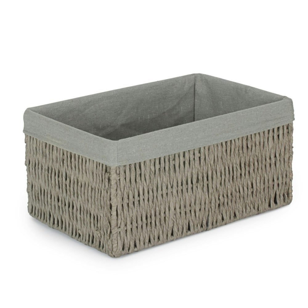 Red Hamper Red/Grey Hamper Paper Rope Storage Basket With Cotton Lining - Small