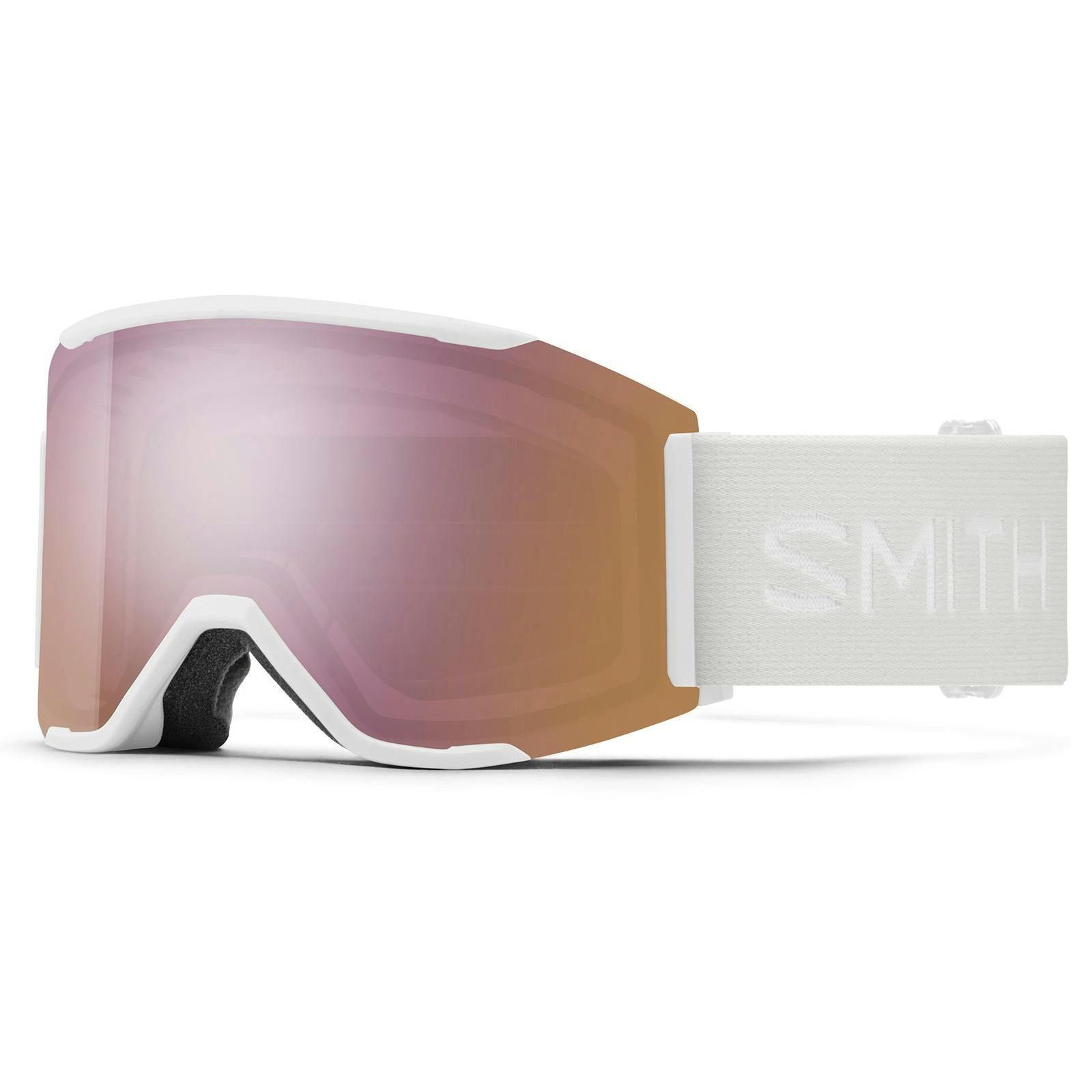 Smith White/Gold Ski Goggles Squad Mag 0Oz M5 Vapor Chromapop Everyday Rose Mirror & Cp Storm Rose Flash