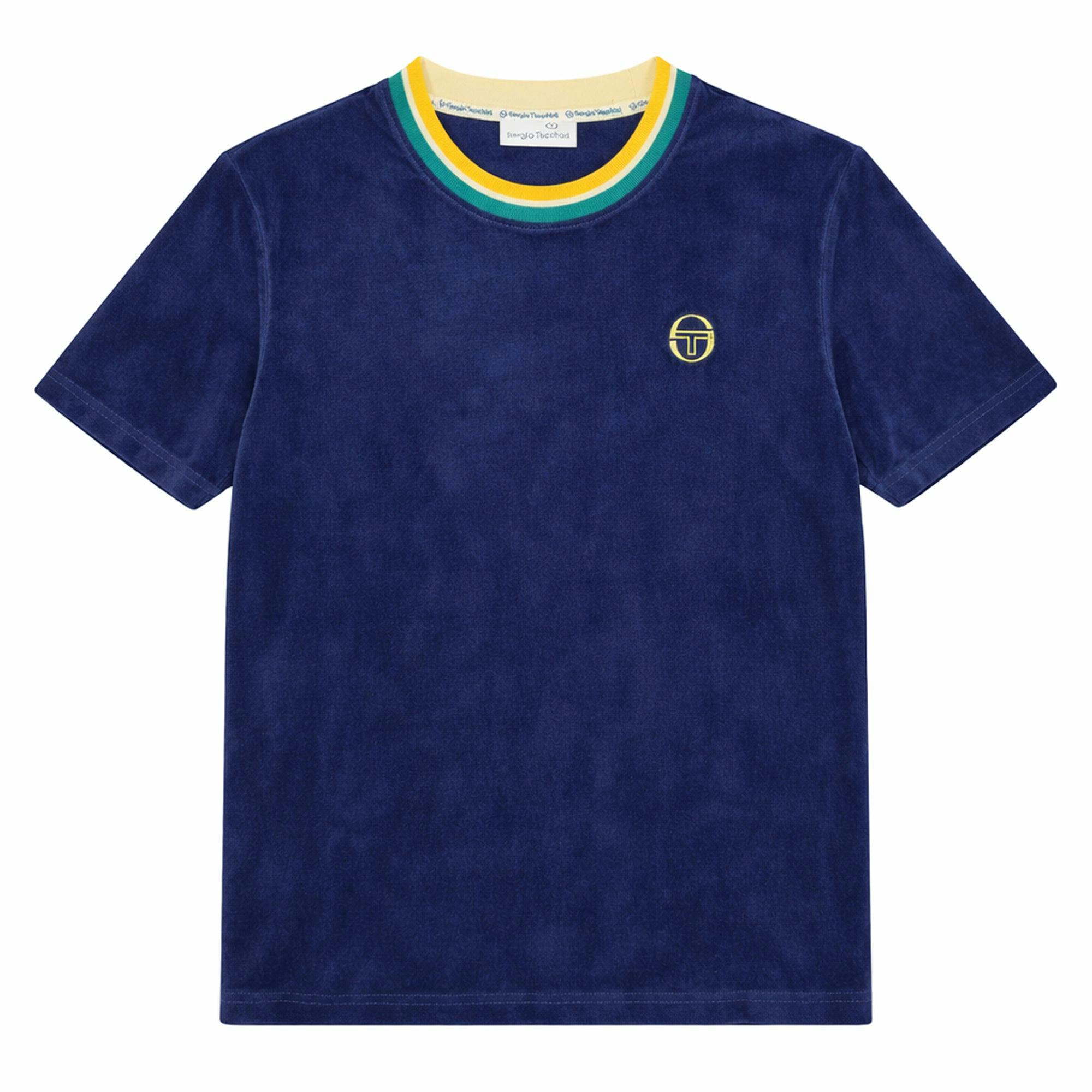 Sergio Tacchini Blue Monte Velour T-Shirt Maritime - L