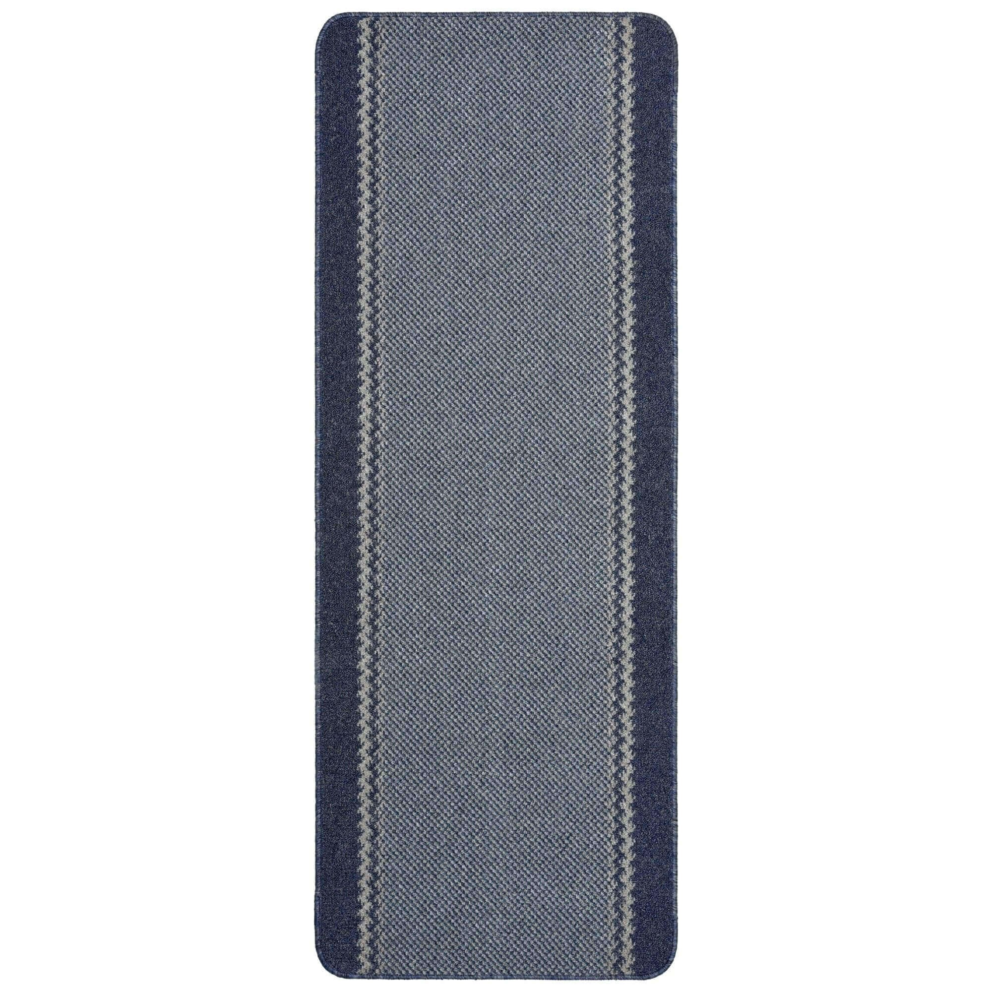 The Rugs Blue Washable Bordered Rug | 116Blu - 67X180 Cm