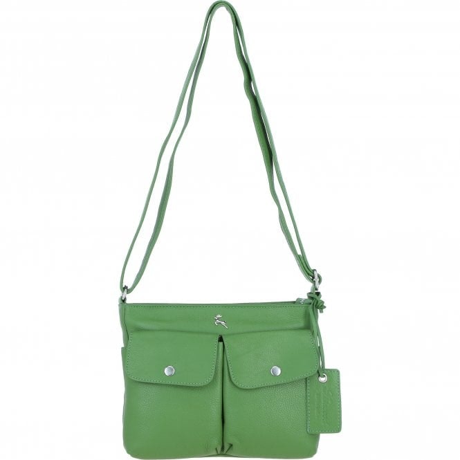 Ashwood Silver Real Leather Crossbody Bag: Cardiff - Fern - Leather
