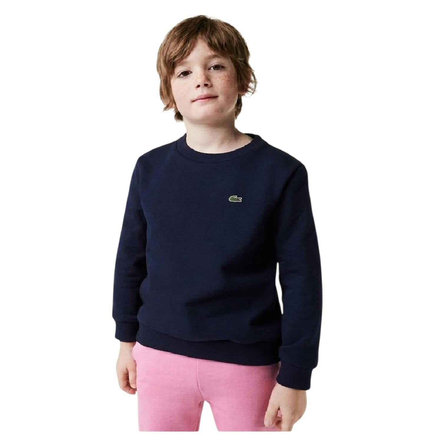 Lacoste Kids Logo Crew Neck Sweatshirt - Navy - 10 Years - Navy - 80% Cotton/20% Polyester