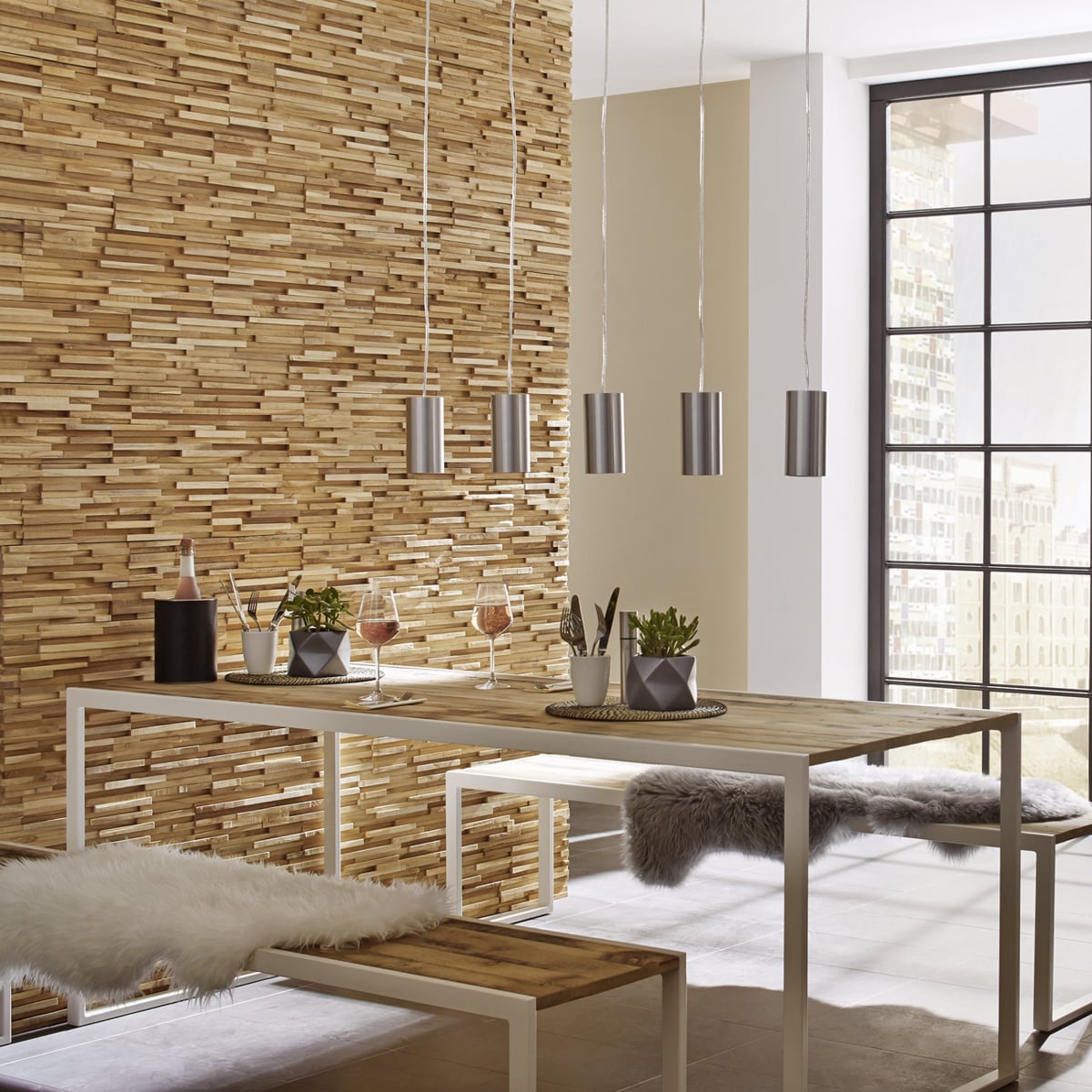 Wallsupply Ultrawood Toscani Solid Teak Wood Panels, Wall Cladding 3D Interlocking Tiles, 10Pcs 0.9M²