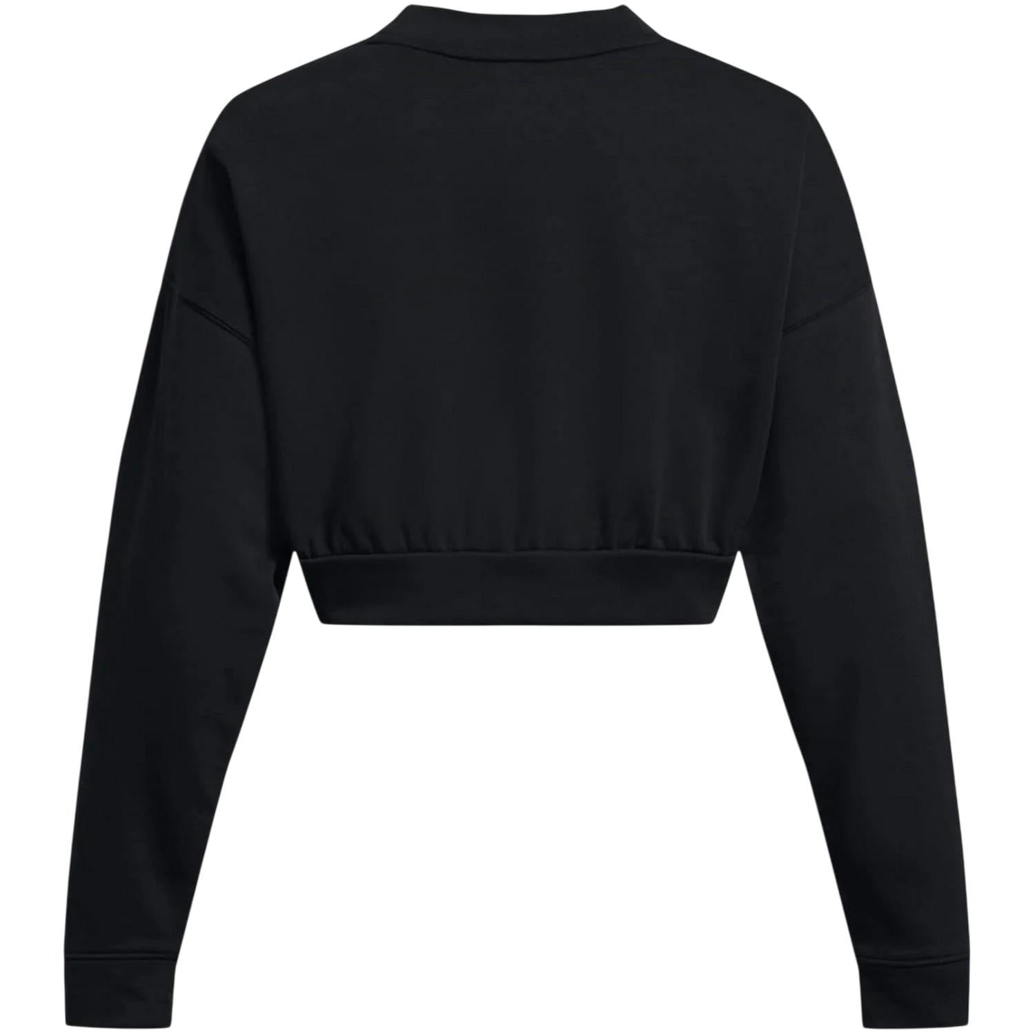 Under Armour Women's Black / Rival Terrycloth Crew Neck Crop Sweatshirt - 16 Uk - 100% Mixed