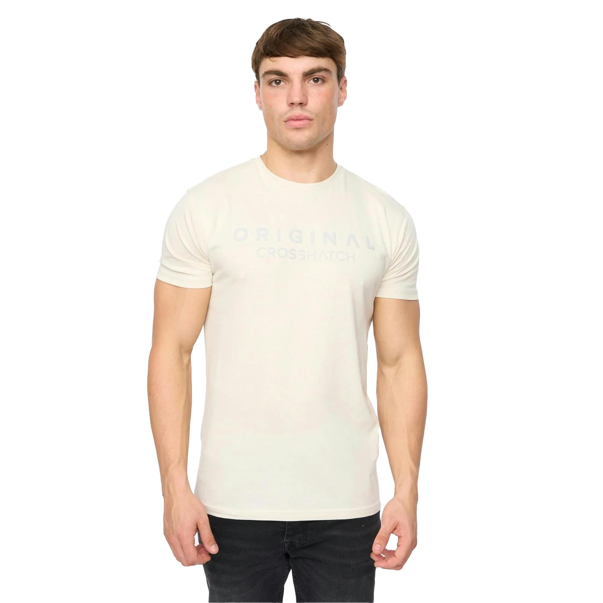 Crosshatch Men's White Demiwear T-Shirt - Off - Off - L - 100% Cotton