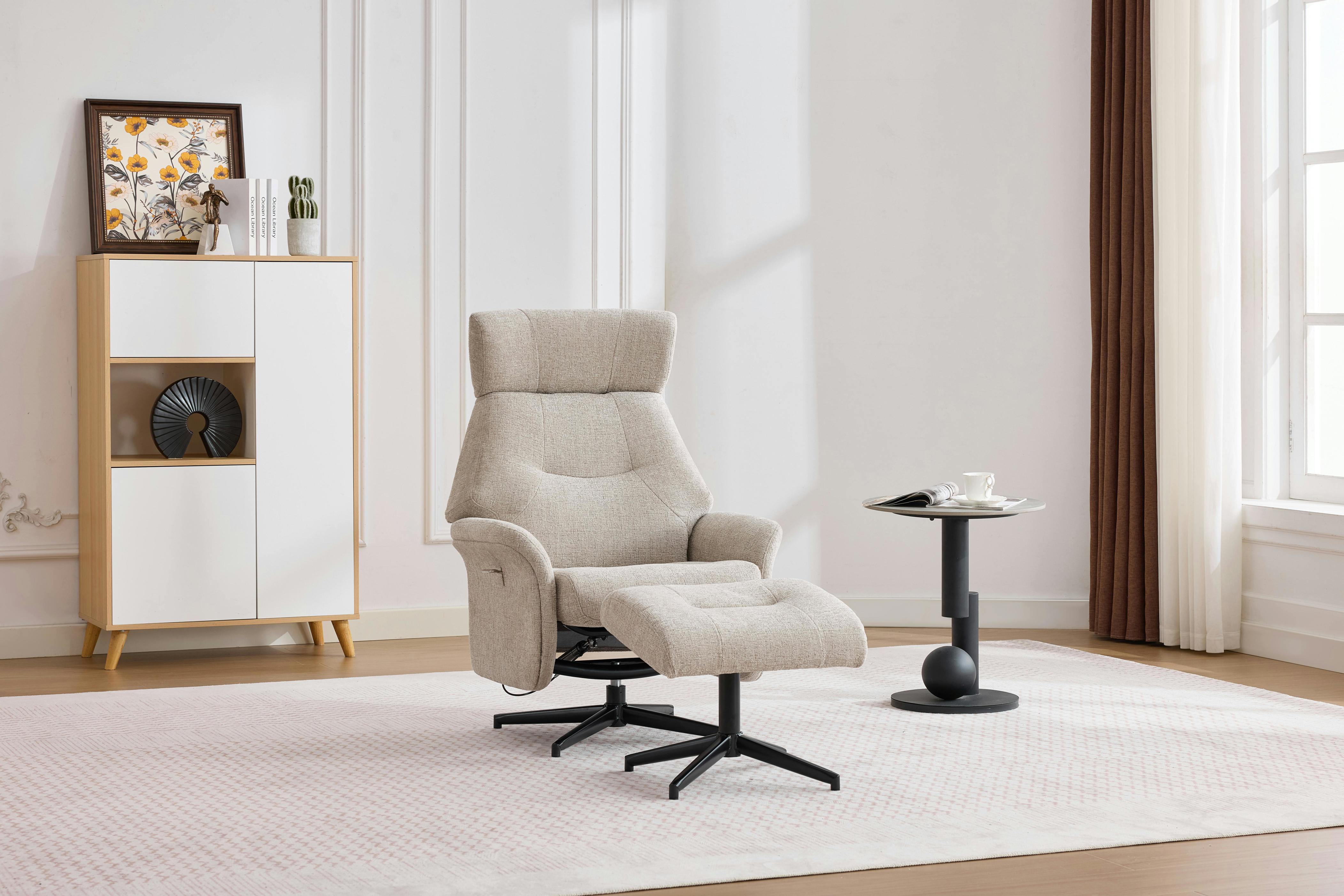 Rackhams Newbridge Swivel Chair And Footstool - Oatmeal