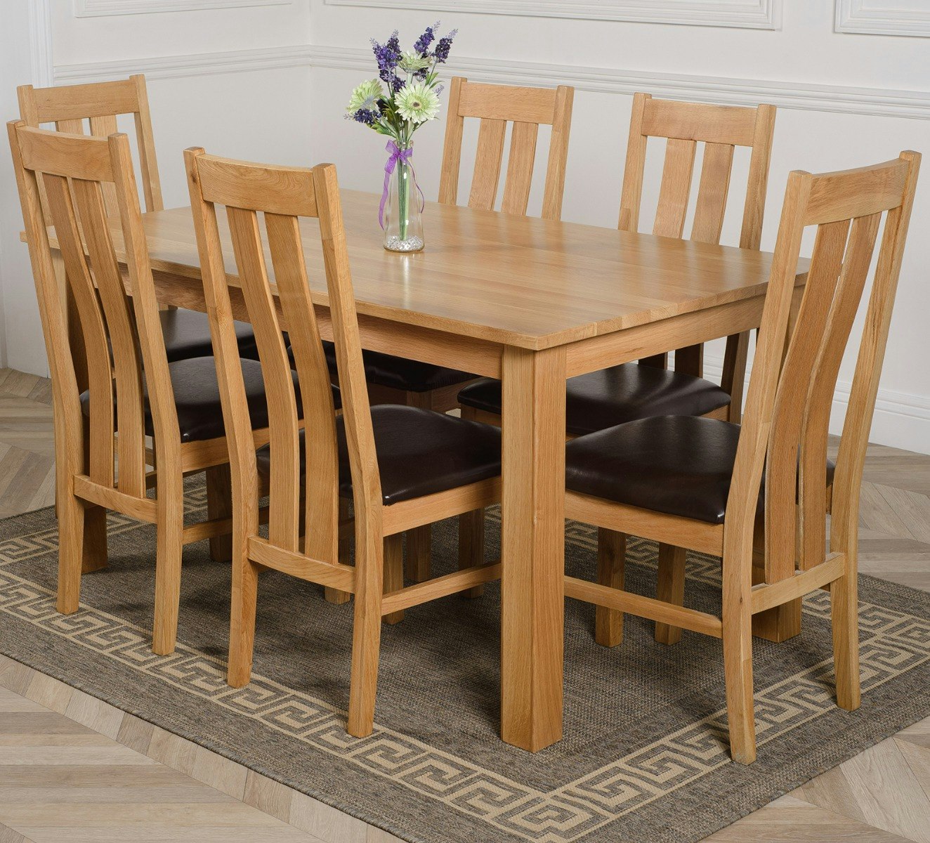 That's Furniture Oslo 150 X 90Cm Oak Dining Set With Princeton Oak Chairs - Natural Oak - 6 Chairs Medium