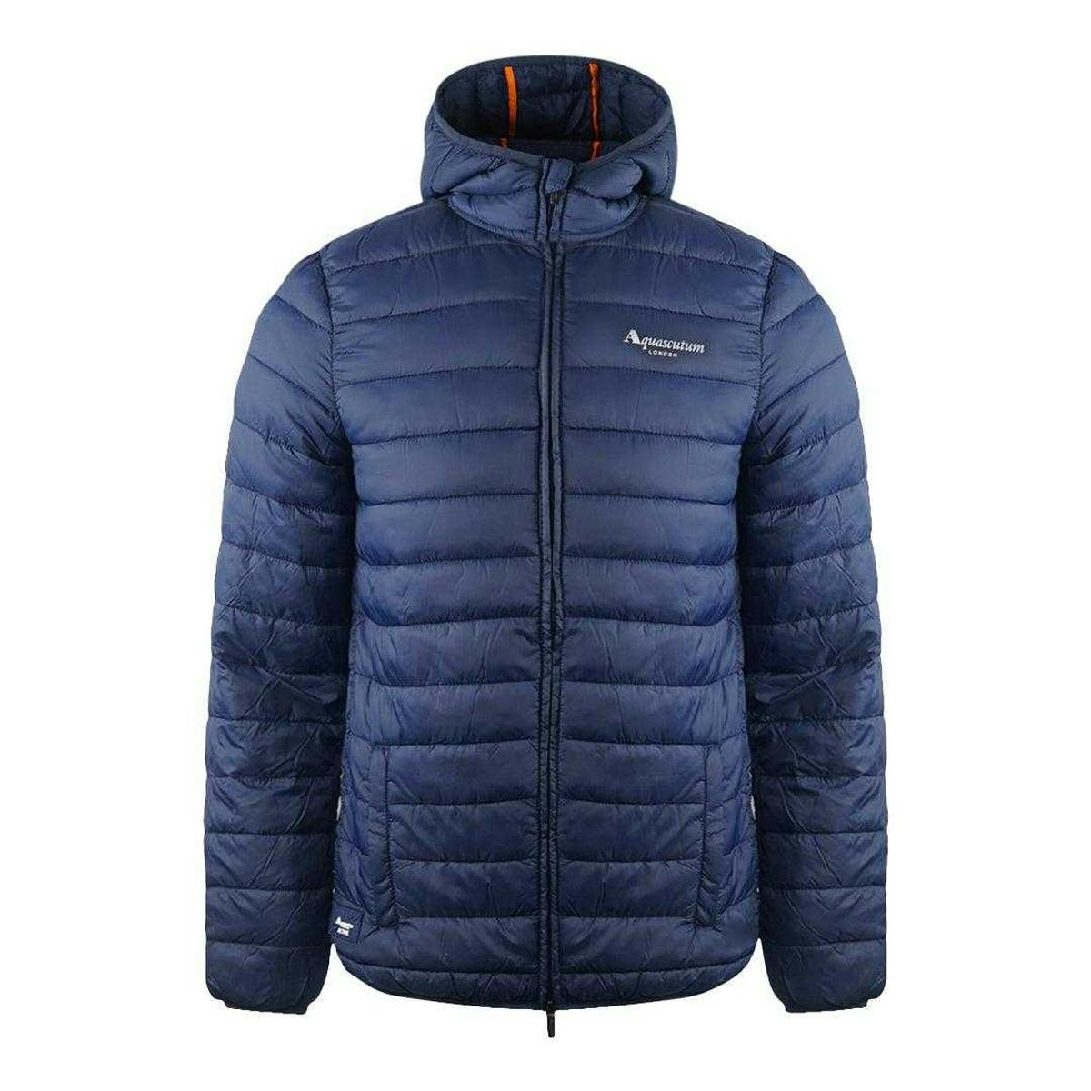 Aquascutum Men's Blue London Quilted Logo Jacket - Navy - Navy - Xl - 100% Mixed
