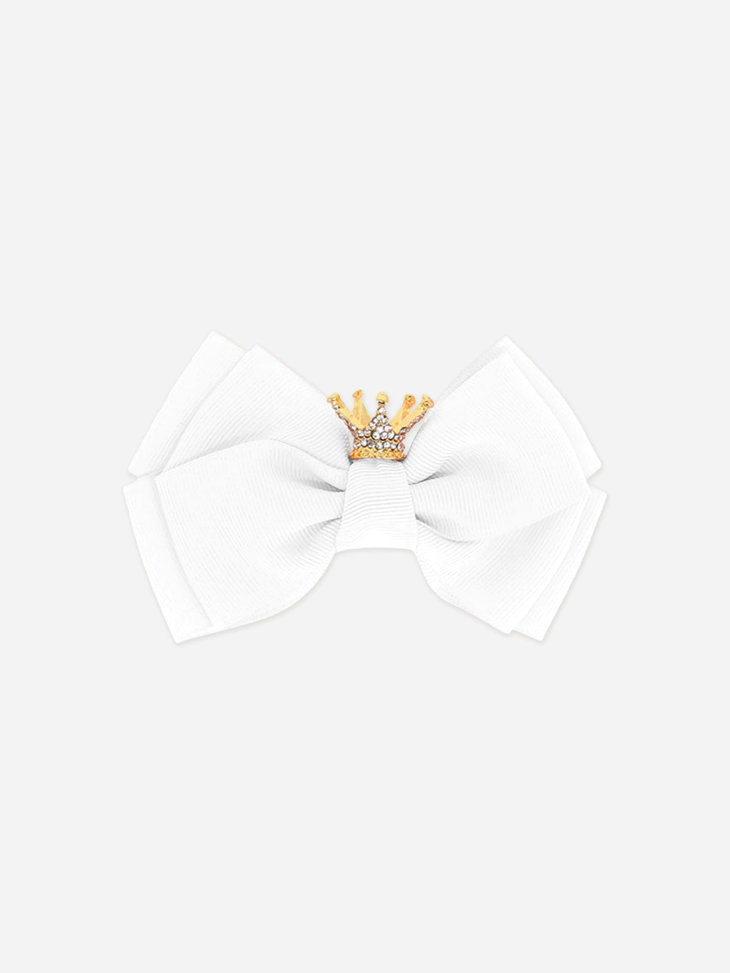 Angels Face Girls White Big Bow With Crown In - One Size