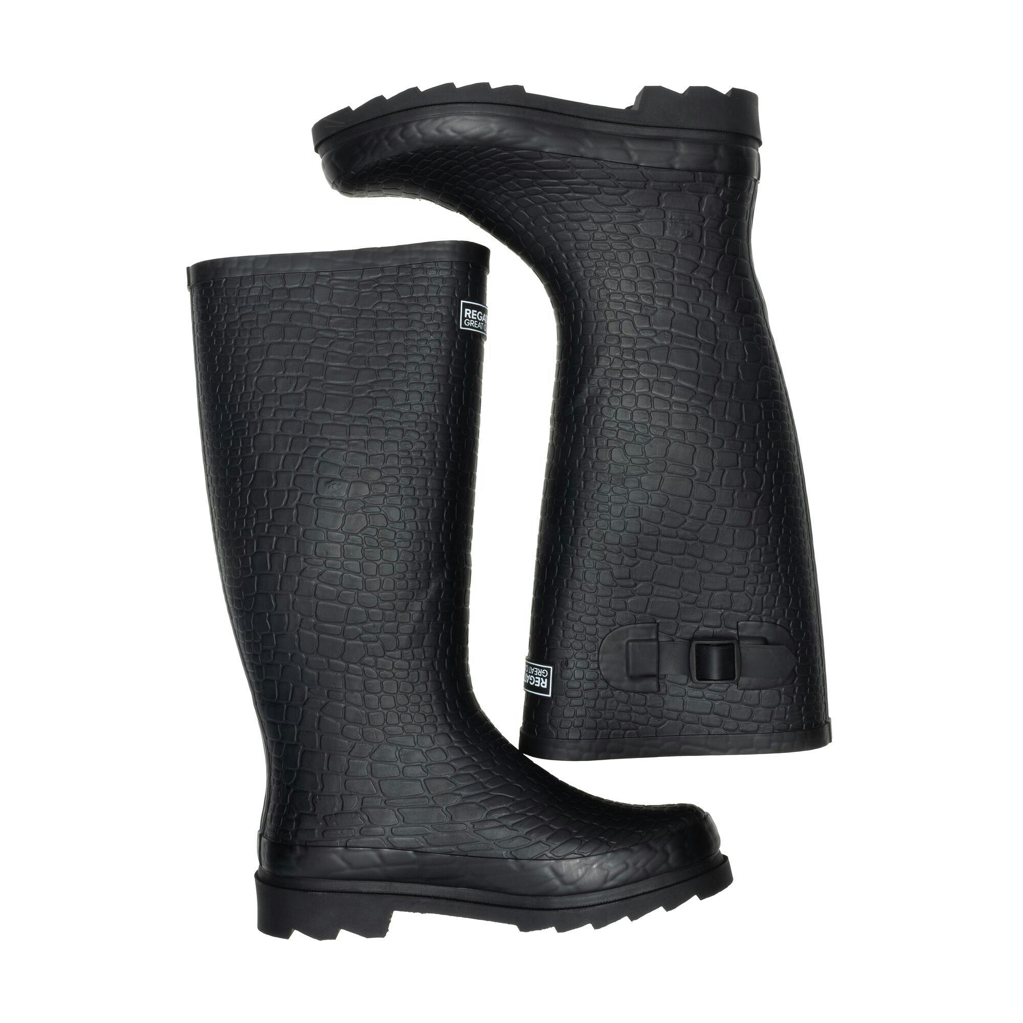 Regatta Women's Black / Fairweather Iii Reptile Print Wellington Boots - Size 6 - Image 3