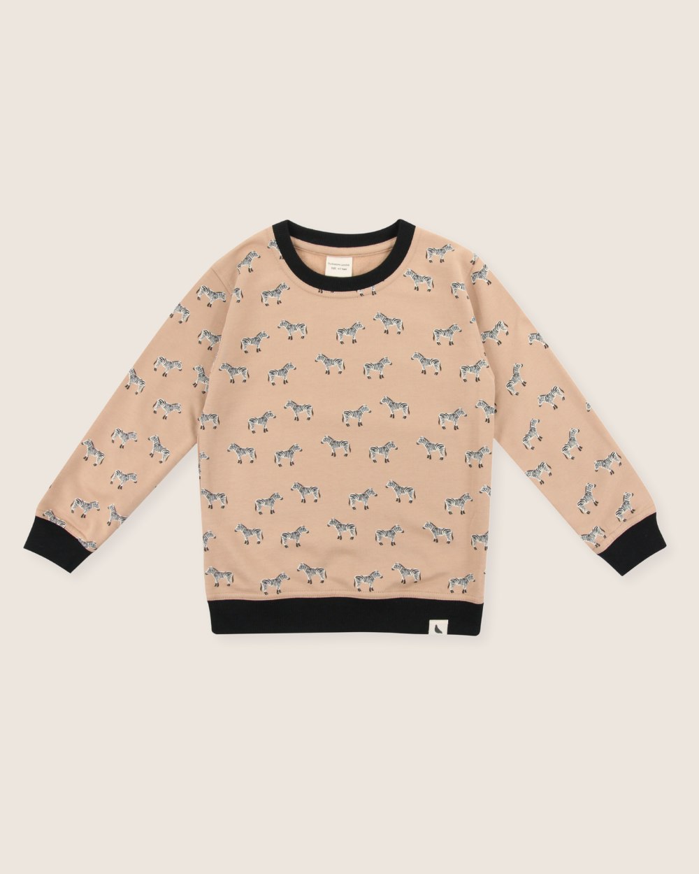 Turtledove London Beige Zebra Print Sweatshirt - 0-6 Months