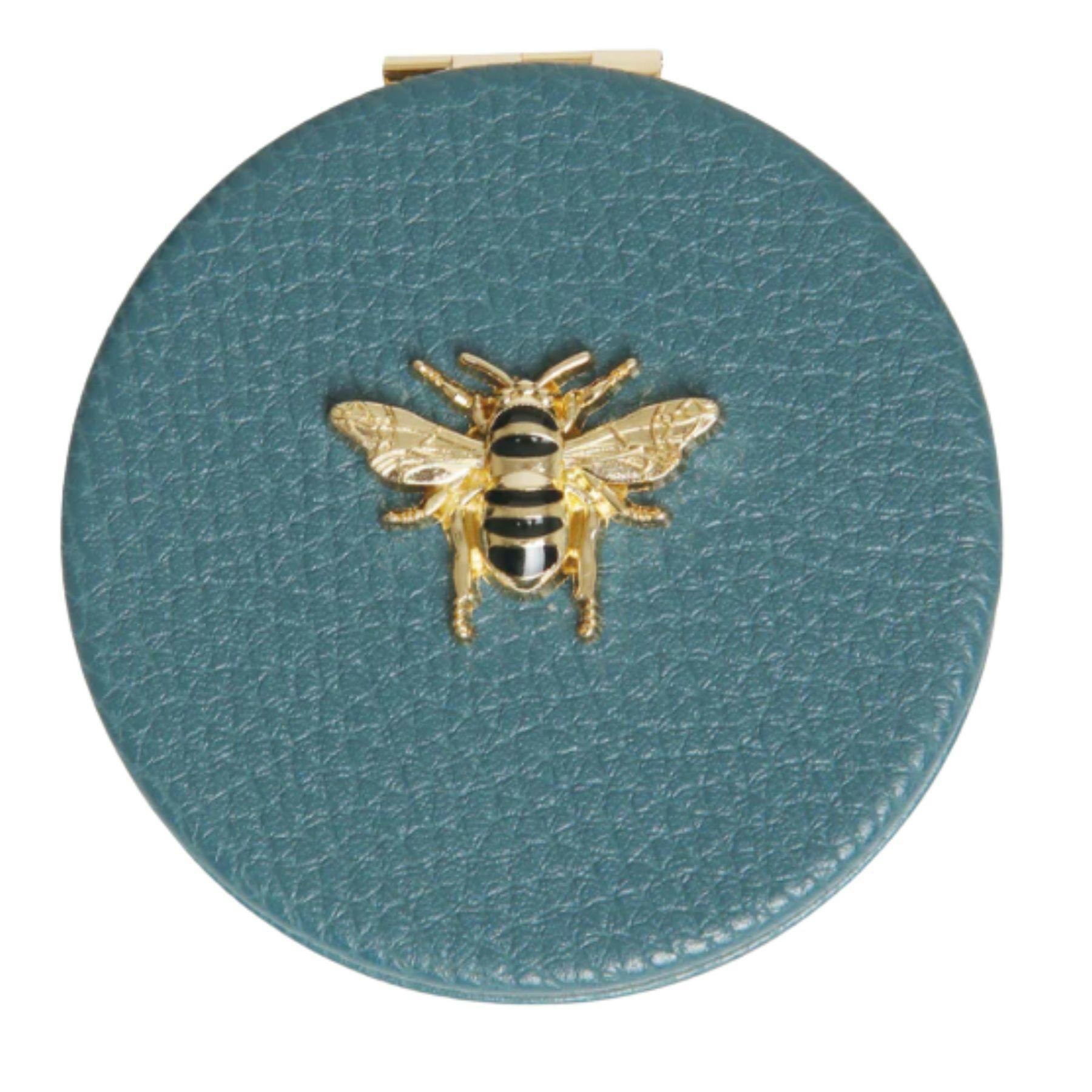 Alice Wheeler Gold London Bee Compact Mirror - Teal