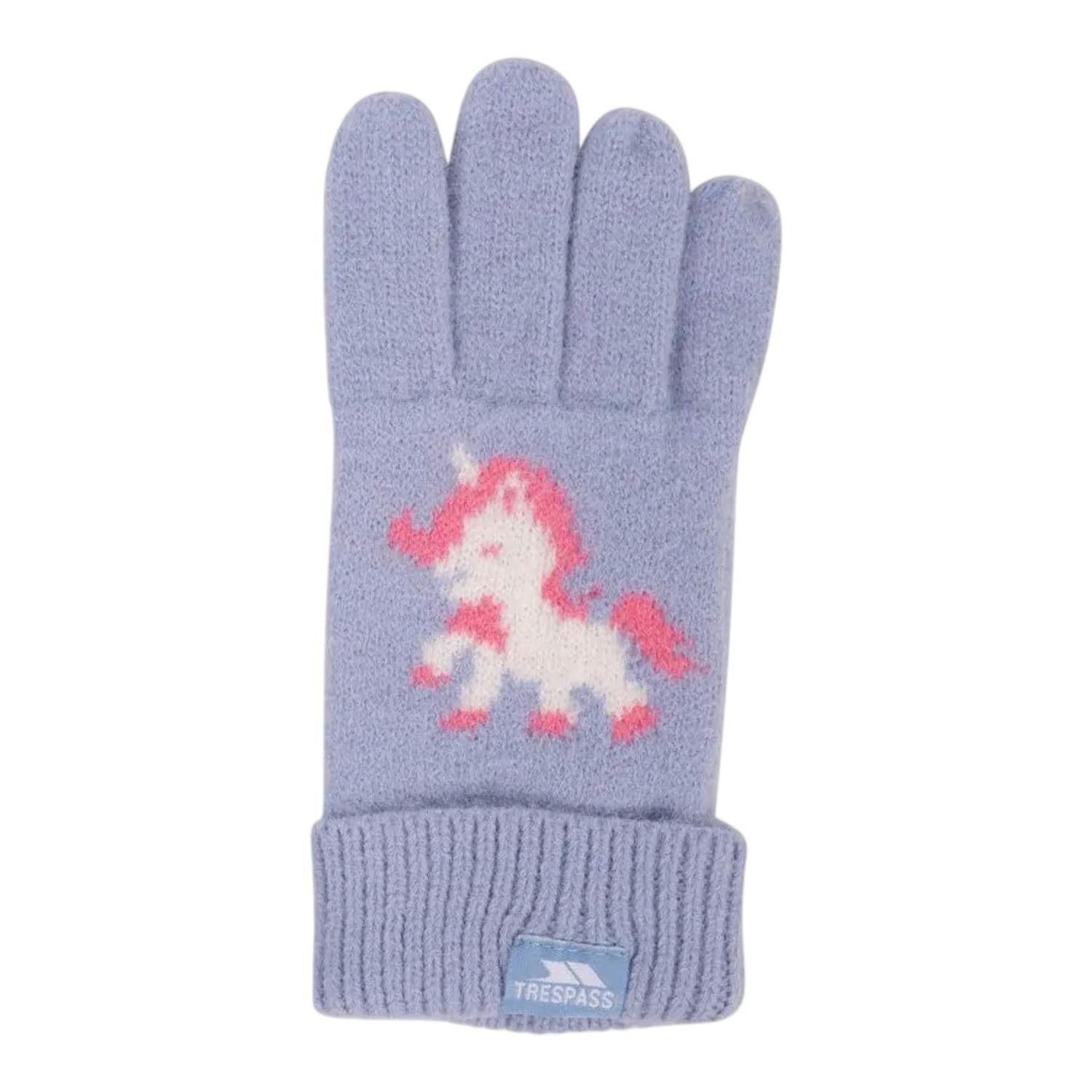 Trespass Women's Light Blue Girl's Danica Knitted Unicorn Winter Gloves In | Size: 5-6 Years - Image 2