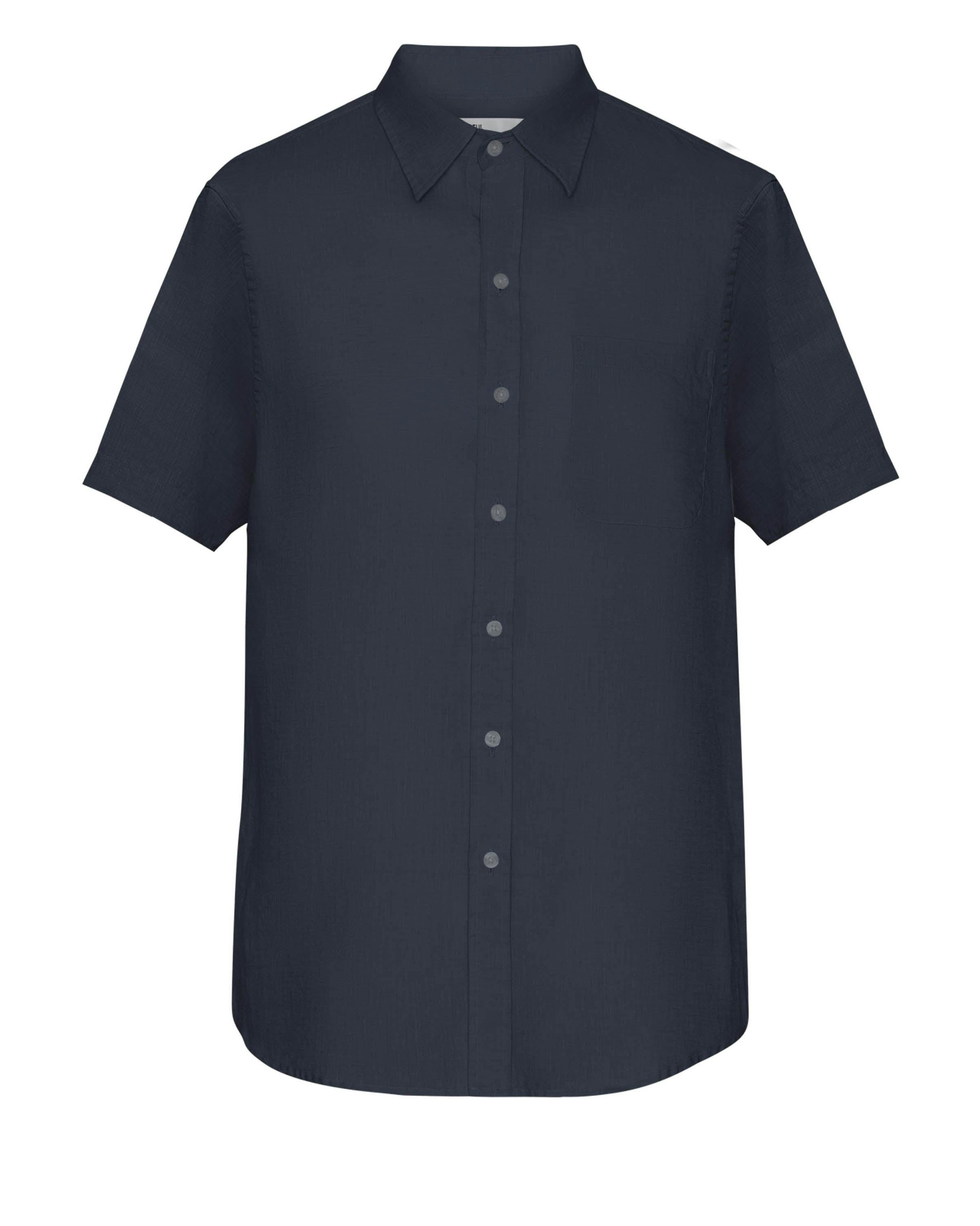 Colorful Standard Men's Blue Short Sleeve Linen Shirt - Navy - Navy - M