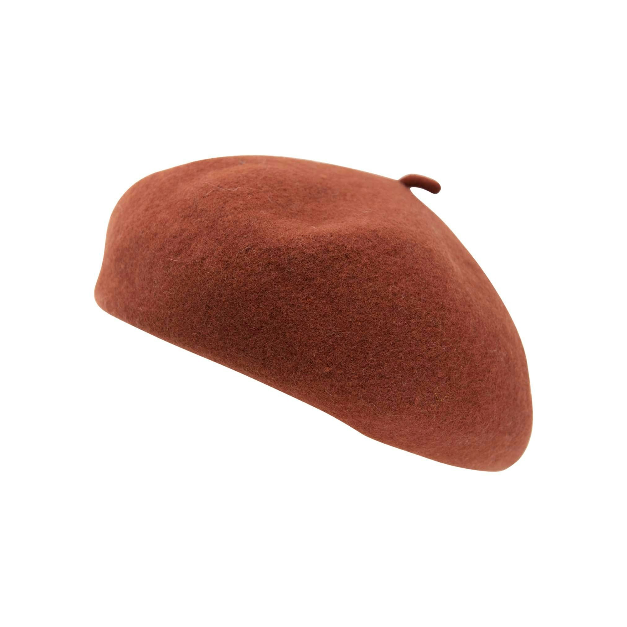 Heritage Traditions Black/Red Felt Wool Beret - Rust