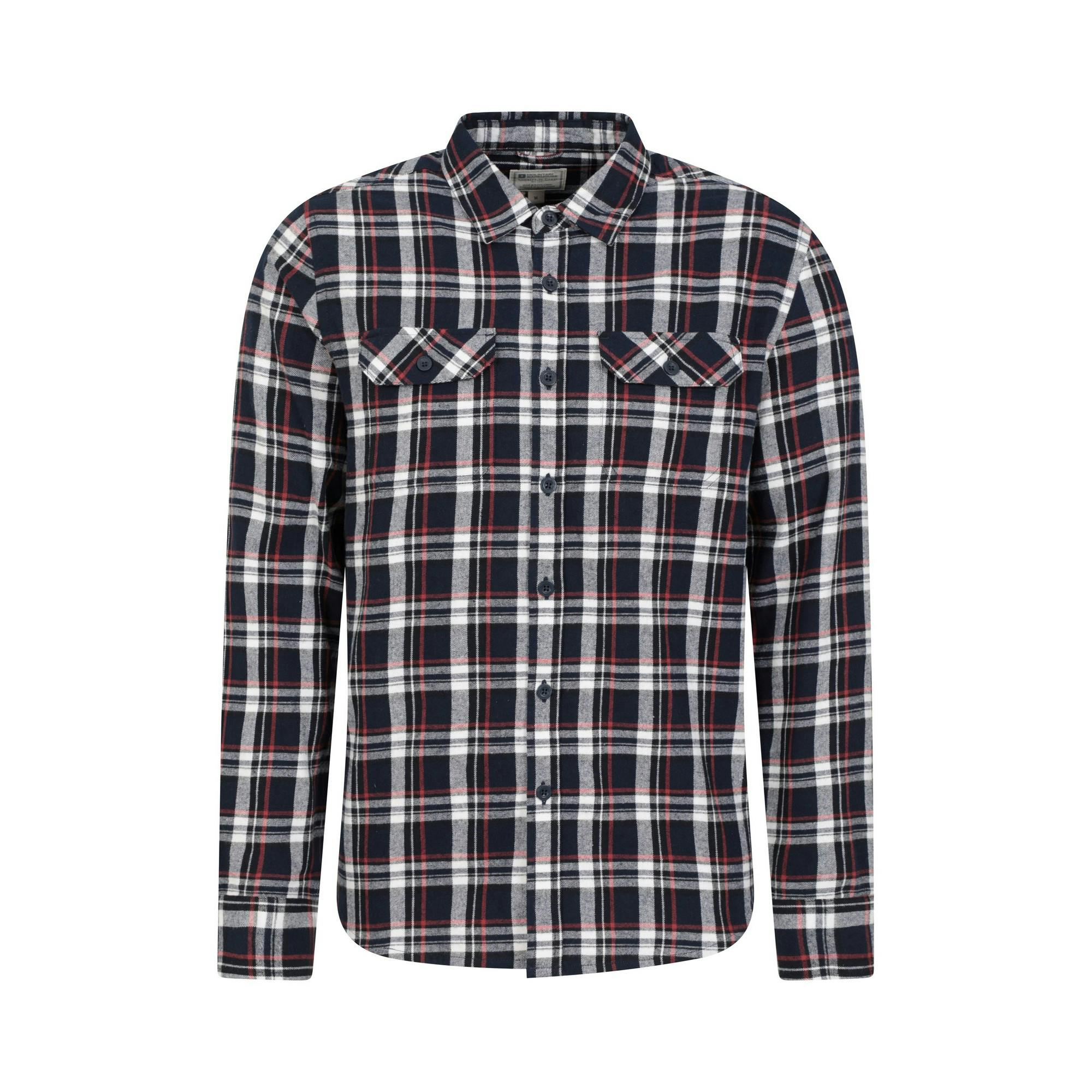 Mountain Warehouse Men's Blue Trace Flannel Long-Sleeved Shirt - Xxl - 100% Cotton