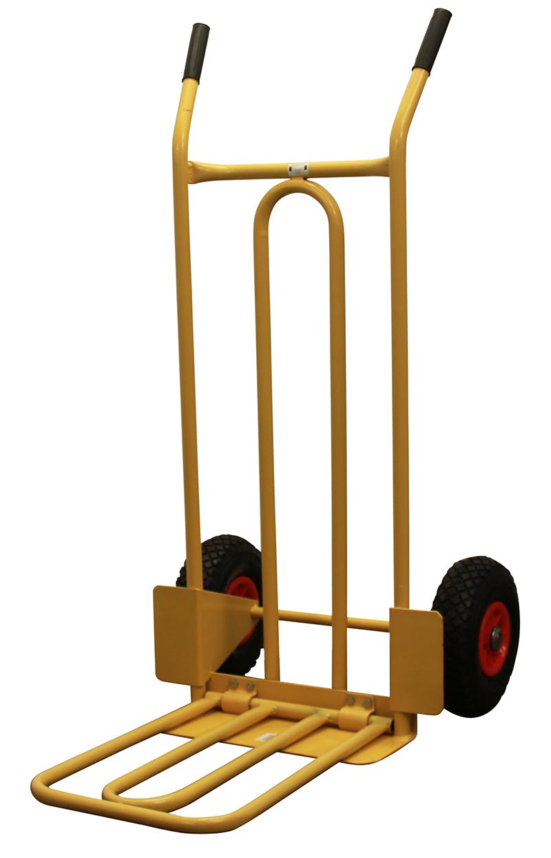 Bristol Tool Company 1894 Yellow Cgv380 Heavy Duty Folding & Fixed Toe Sack Truck, Pneumatic Wheels With 200Kg Capacity,