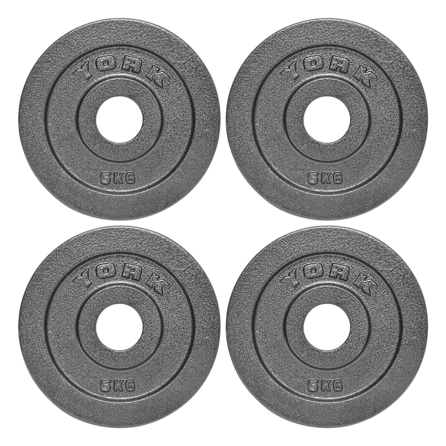York Grey Olympic Hammertone Cast Iron Weight Plates 4 X 5Kg
