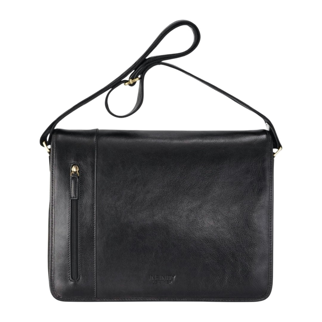 Infinity Leather Black Astor - Genuine Leather Laptop Bag