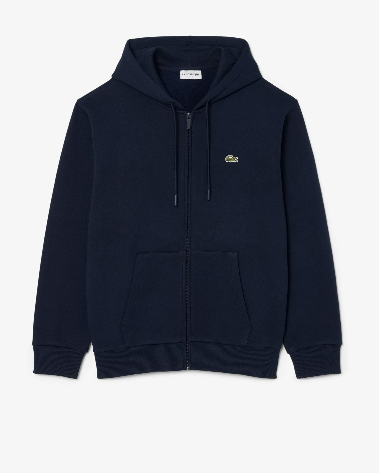 Lacoste Men's Green Fleece Full-Zip Classic Fit Hoodie - Navy 166 - Navy 166 - M