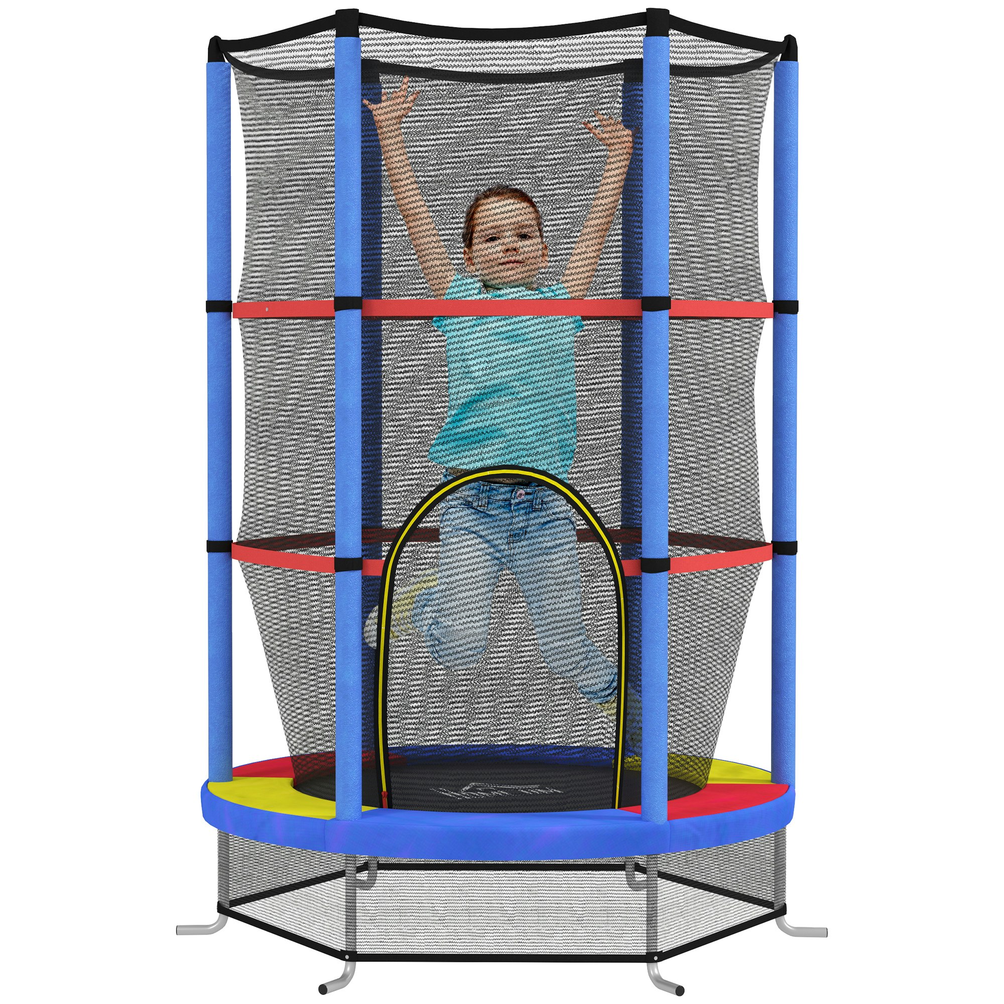 Homcom Kids Trampoline Mini Bouncer W/ Enclosure Net For 3-6 Years Size 3