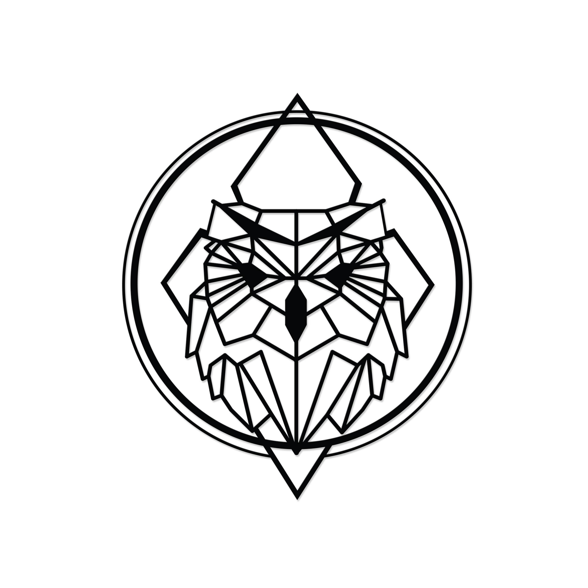 Rackhams Black Modern Metal Wall Art Owl Theme Home Ornament Decorative Minimalist Design Hanging Wall Sculpture, - Metal