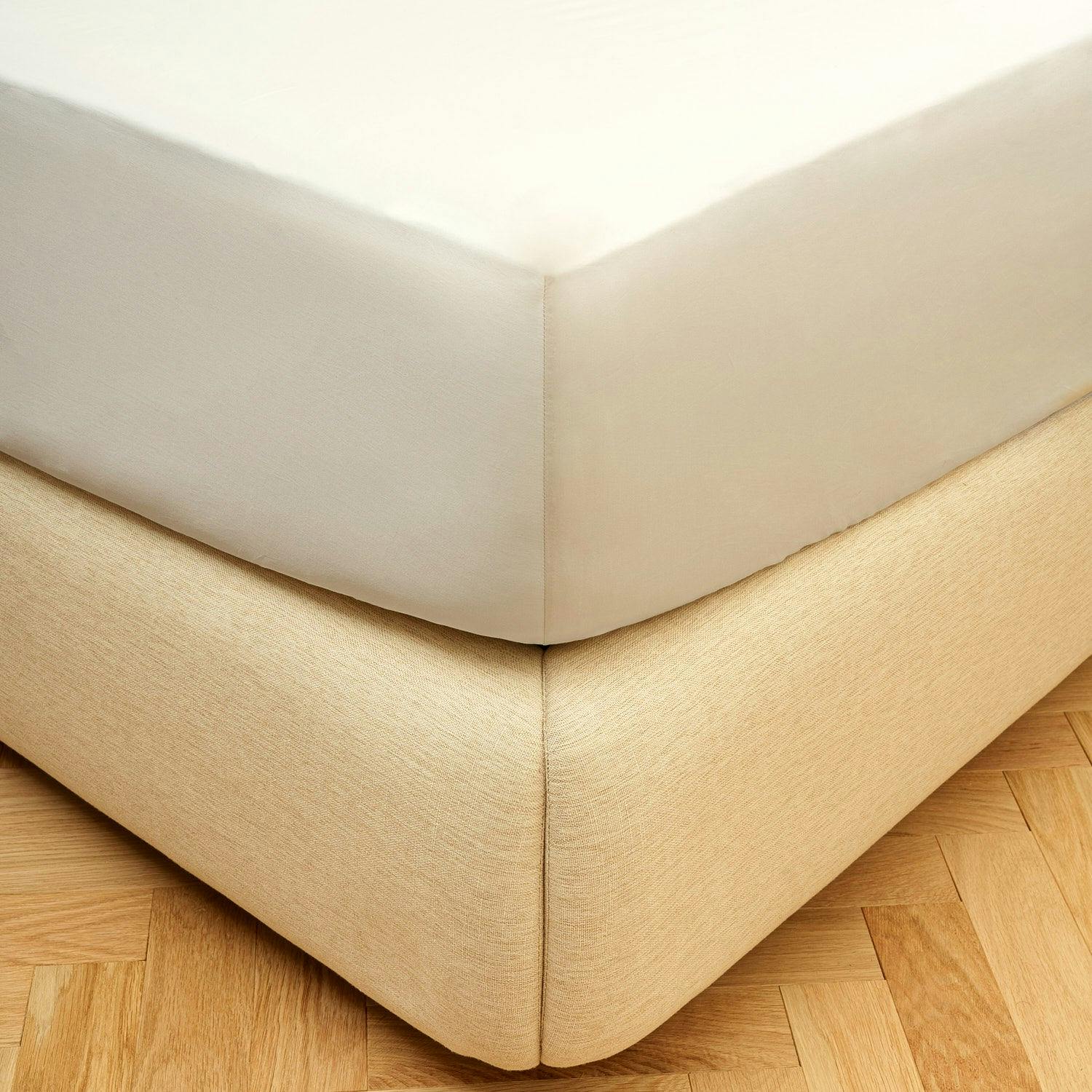 Bedable Cream Sateen Fitted Sheet - King