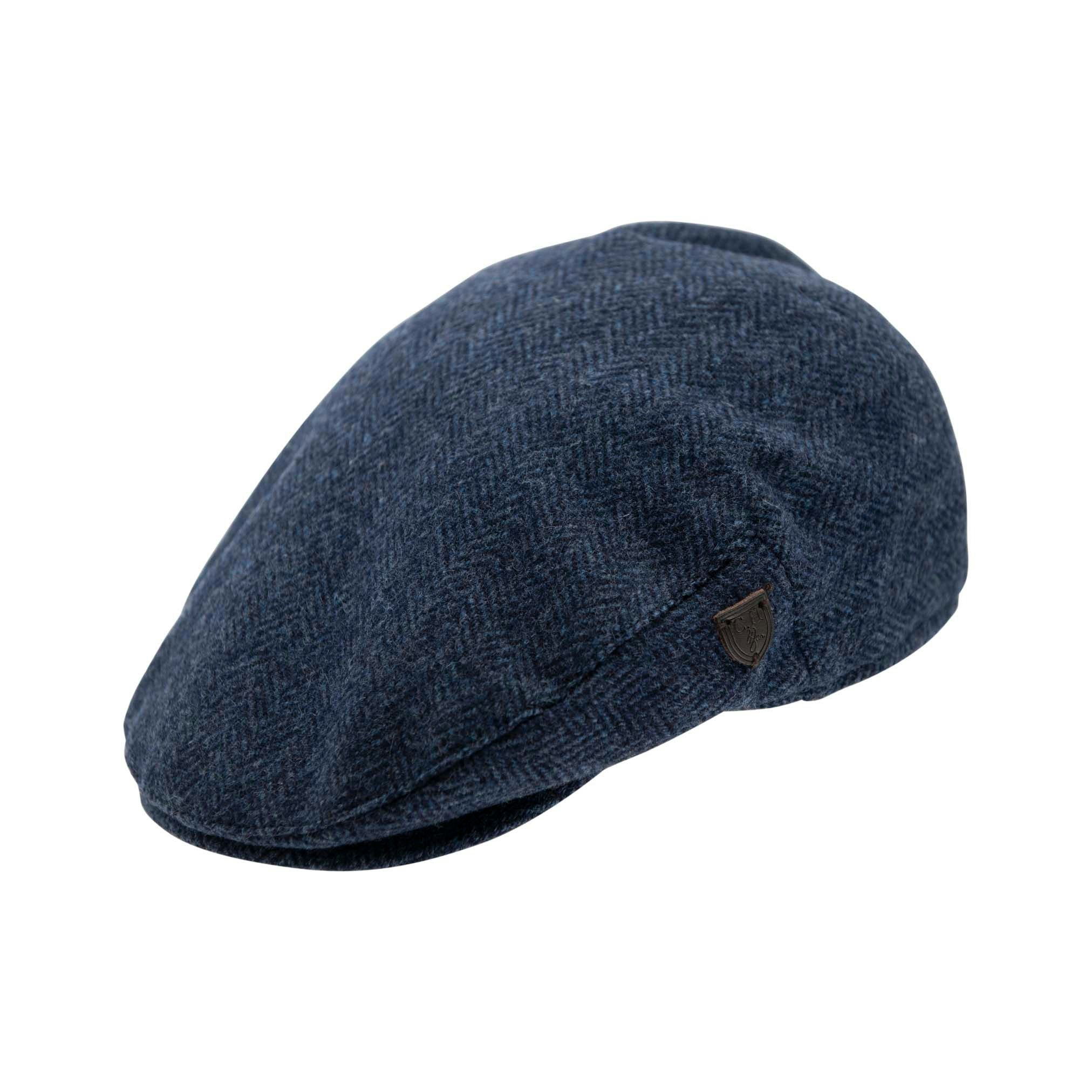 Carlyle Heath & Co. Blue Carlyle Heath Jumbo Herringbone Flat Cap - Medium - Herringbone