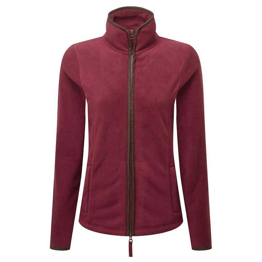 Premier Womens/Ladies Artisan Contrast Trim Fleece Jacket (Burgundy/Brown) - Size X-Small - Image 3
