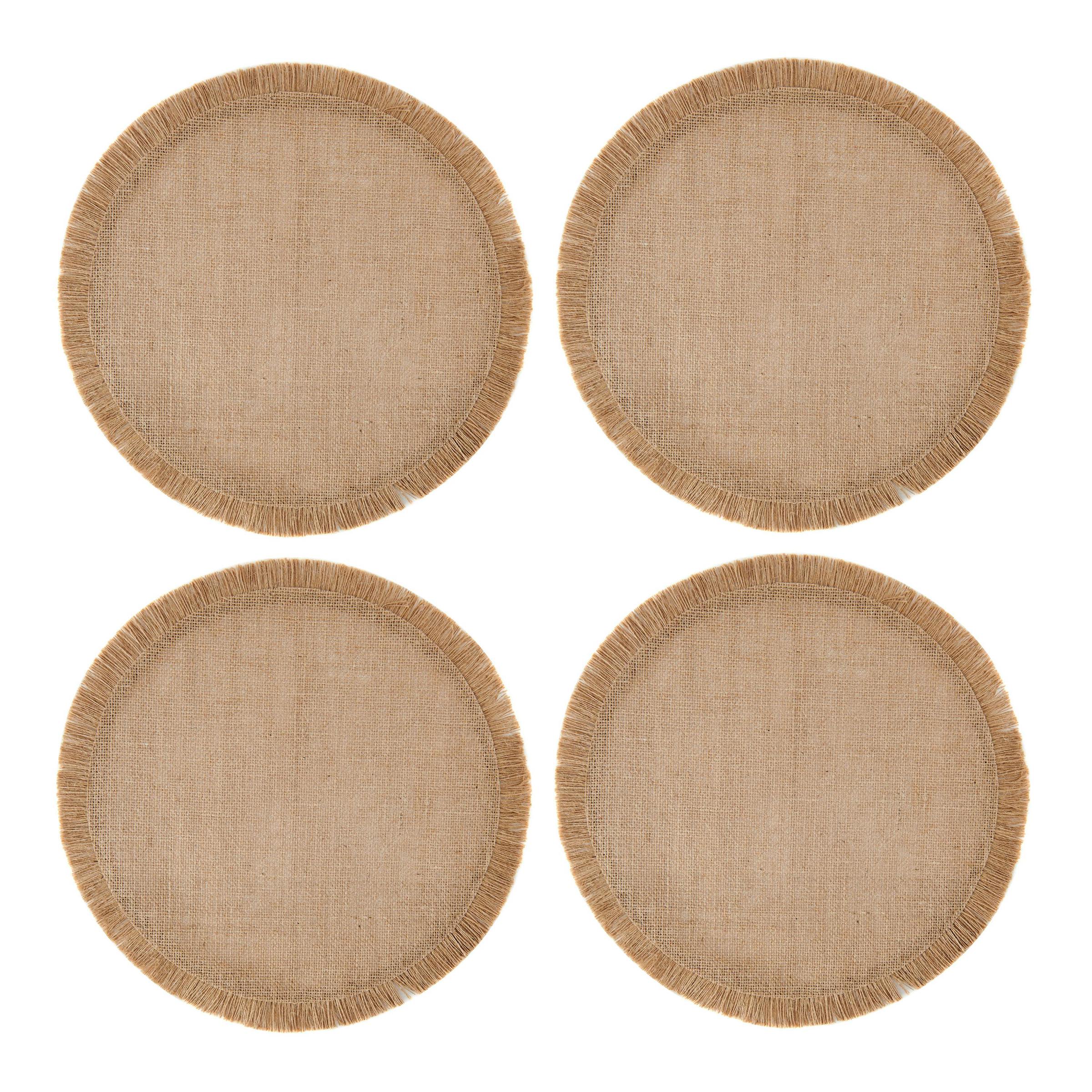 Rackhams Brown Round Hessian Placemats, Set Of 4, Natural, 38Cm - Hessian - Placemats And Coasters