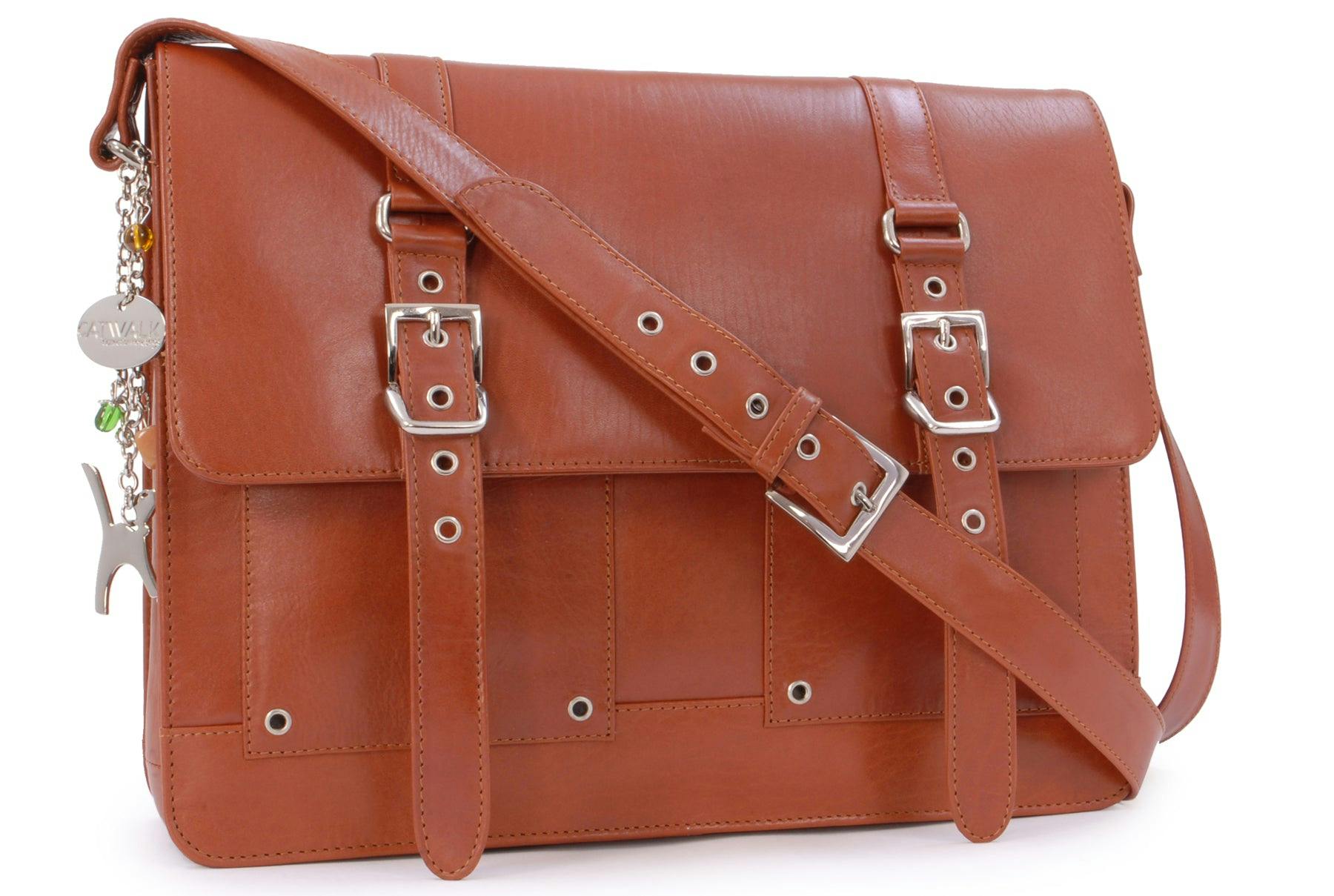 Catwalk Collection Handbags Grain Apprentice - Messenger Bag - Tan