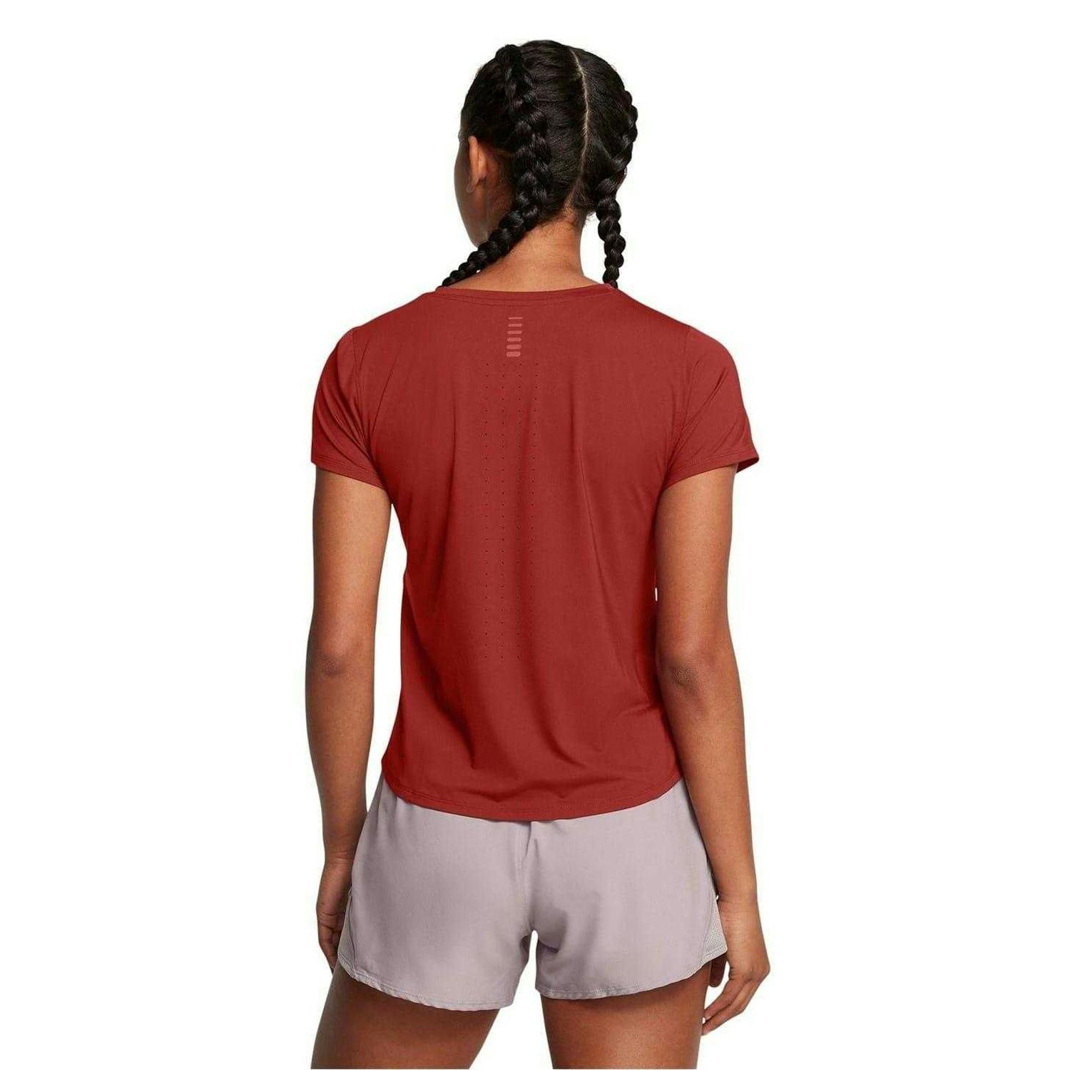 Under Armour Women's Orange Launch Crew Neck Regular T-Shirt - L - 90% Nylon/10% Elastane