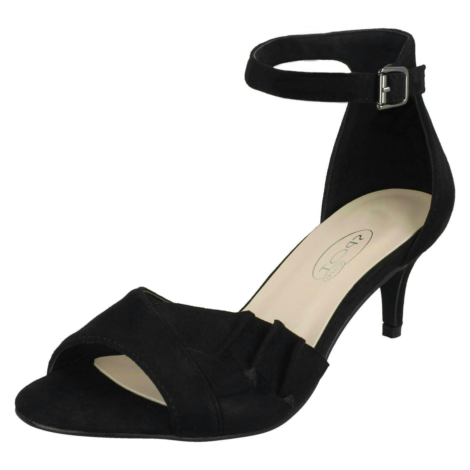 Spot On Women's Black Casual Mid Heel Sandal - Uk 7