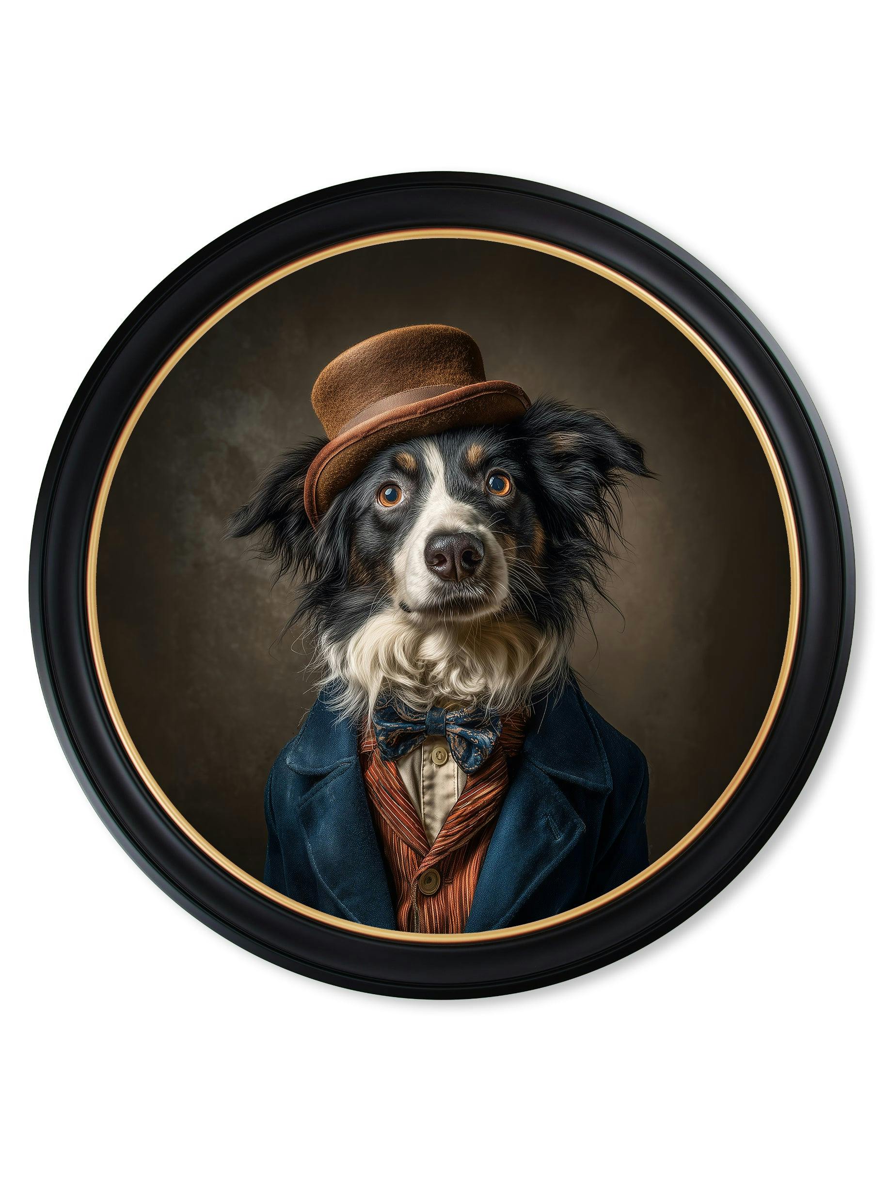 Rackhams Grey/Blue/Dark Lord Shearlock - Gentleman Border Collie Oxford Round Frame - 96 X 96Cm