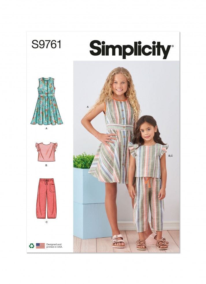 Simplicity Sewing Pattern 9761, Dresses, Tops, Trousers For Kids, Hh (3-4-5-6) - Intermediate - Hh (3-4-5-6)