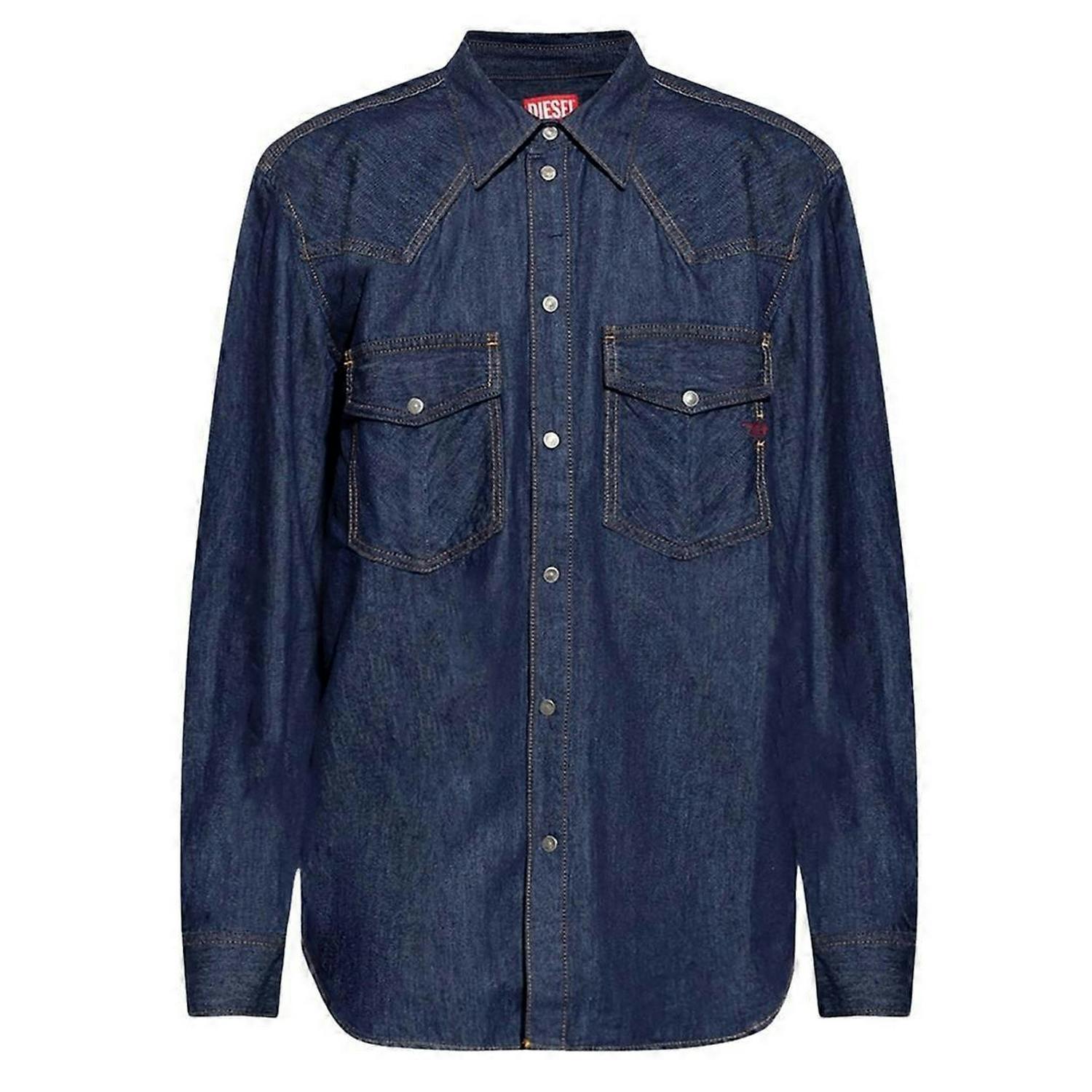 Diesel Men's Dark/Blue Denim Shirt - M - 100% Cotton