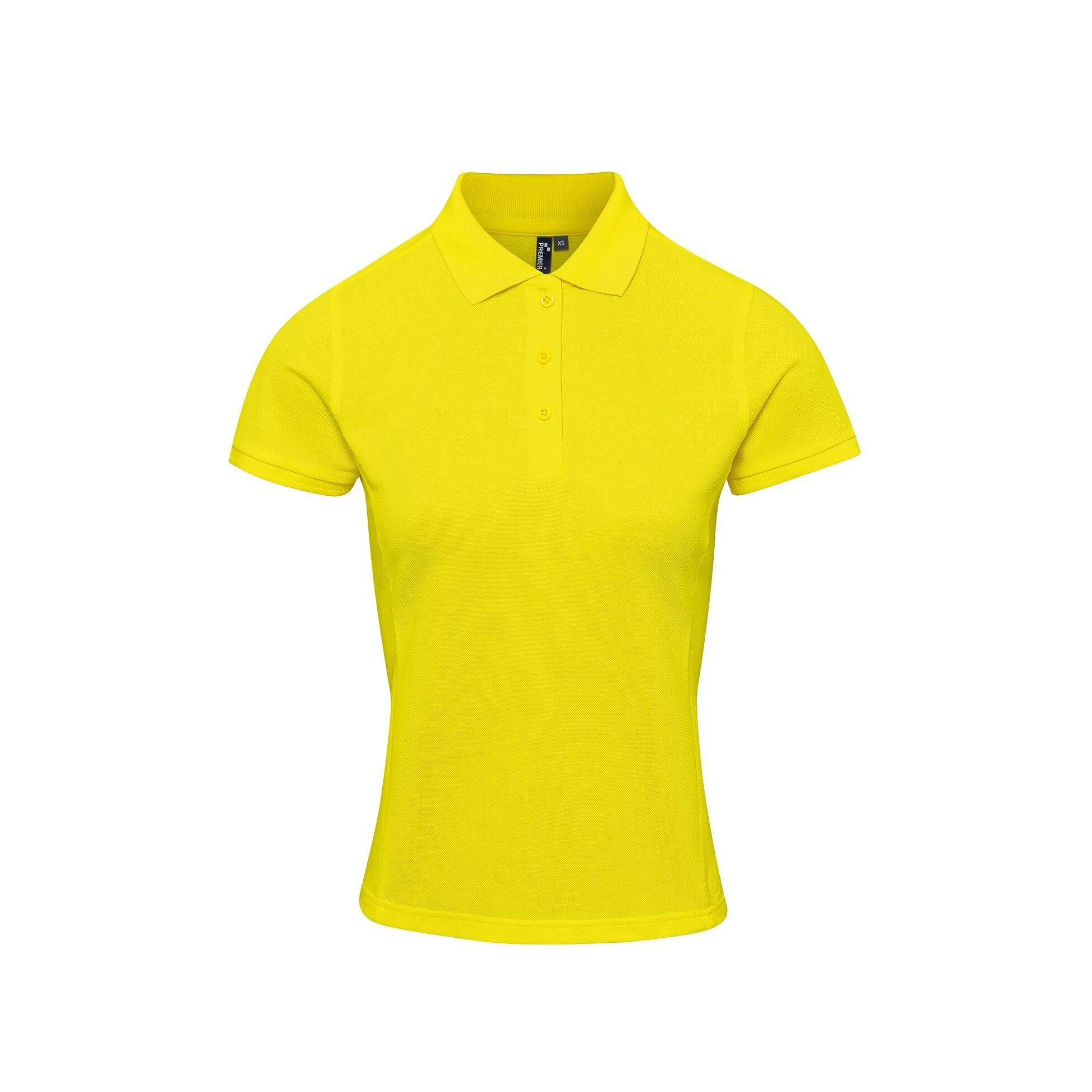 Premier Unisex Womens/Ladies Coolchecker Plus Piqu Polo With CoolPlus (Yellow) - Size Medium - Image 3