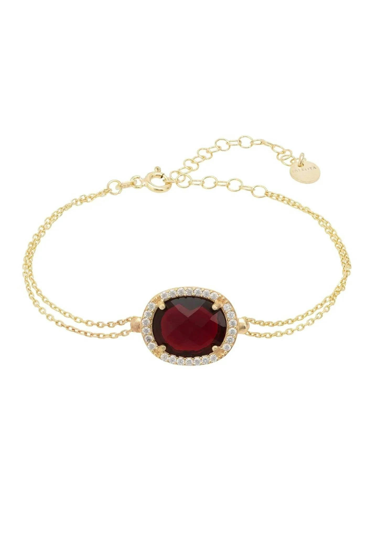 Latelita Gold Beatrice Oval Gemstone Bracelet Garnet