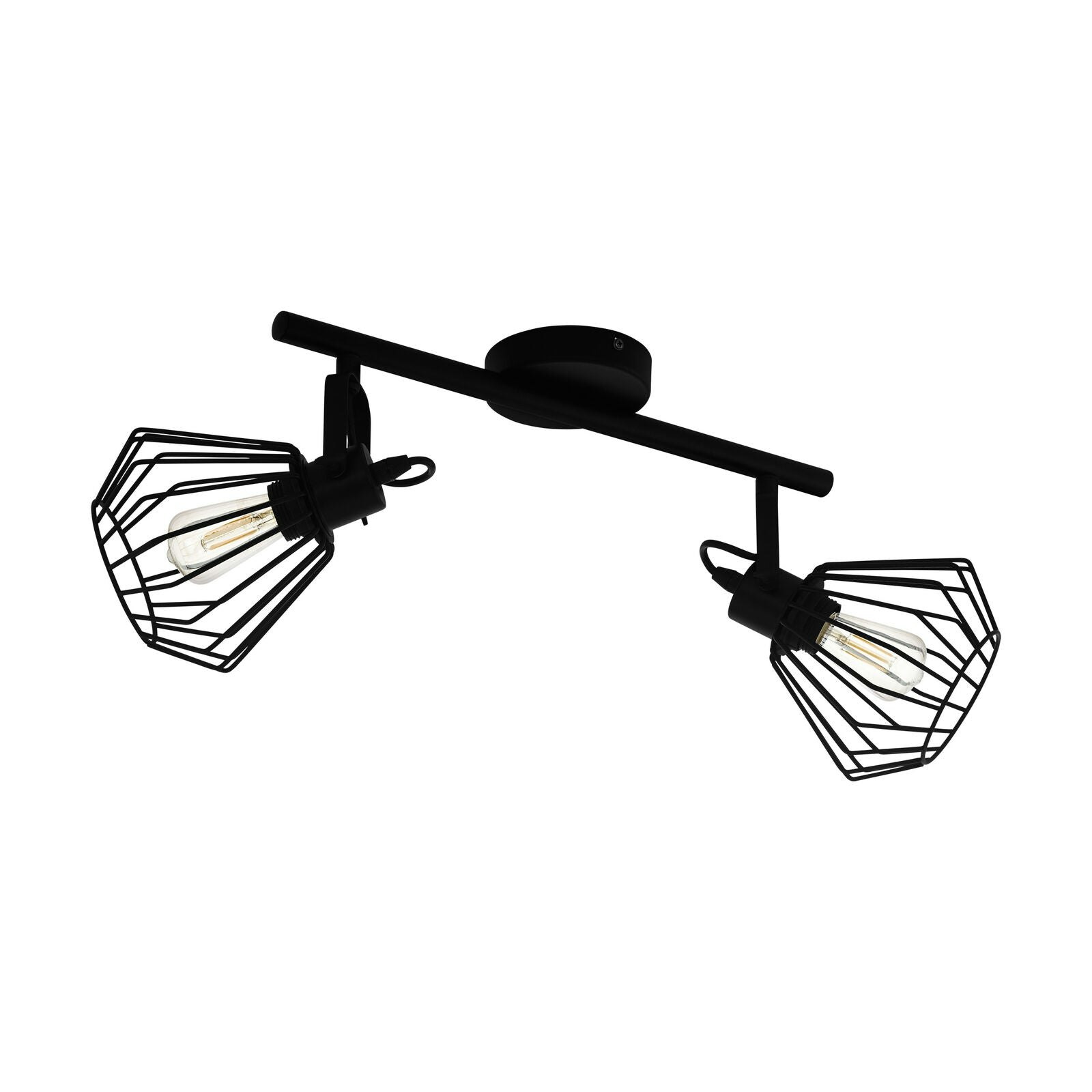 Rackhams Light/Black Flush Ceiling Spots Colour Shade Open Wire Frame Bulb E27 2X40w Size 2