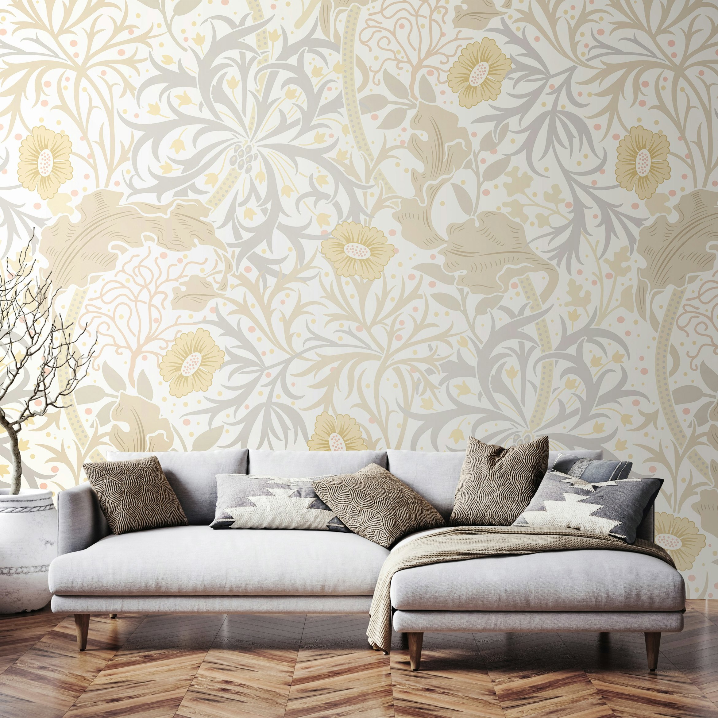 Origin Murals Trailing Seaweed Garden - Chalk And Stone - Large - W350cm X H280cm