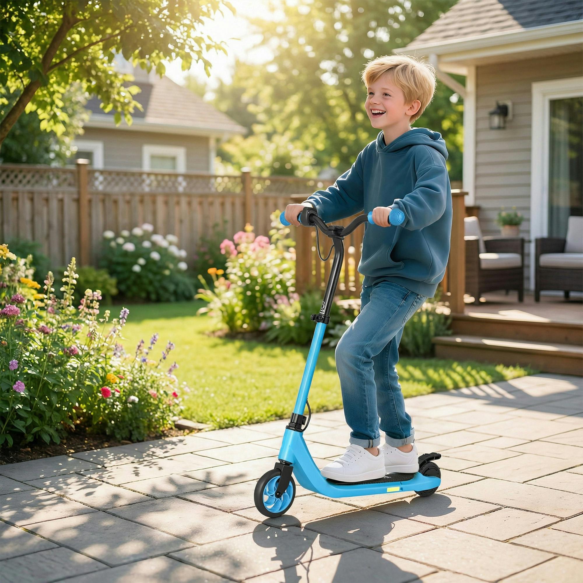 Homcom Electric Scooter For Kids, Up To 8 Km/H, Adjustable Height, Blue - Image 4
