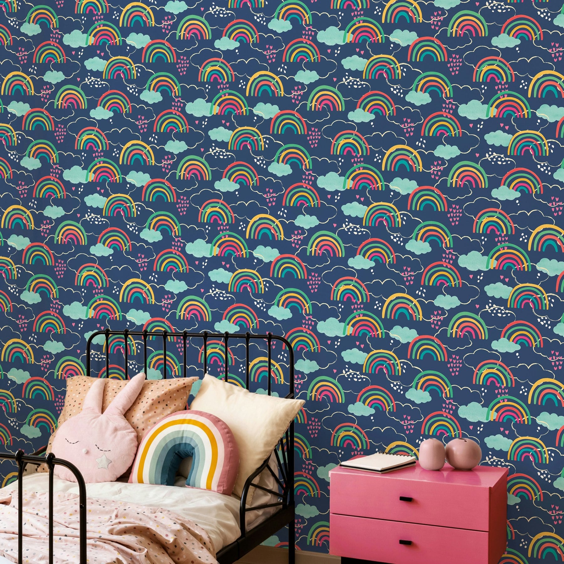 Rackhams Light Rainbow Love - Inky Mix 10M Wallpaper - Inky Mix