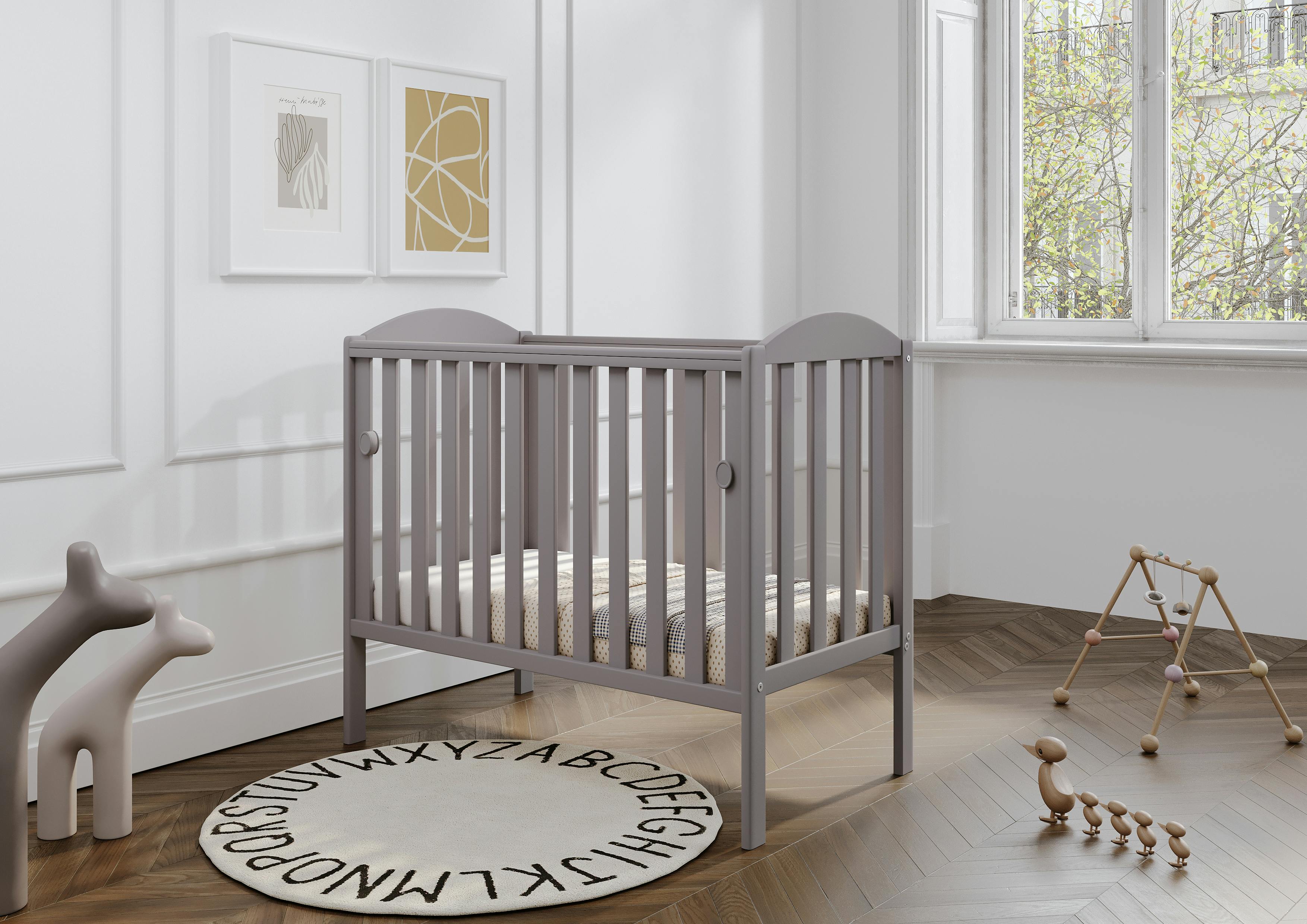 Viculii Grey Waffi Space Saver Cot With Mattress