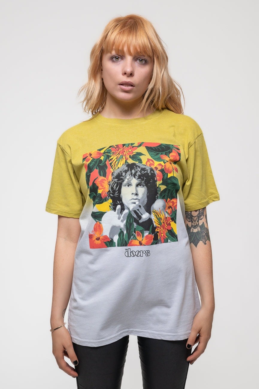Paradiso Clothing Unisex Yellow Paradiso The Doors Jim Morrison Floral Square T Shirt - Xl