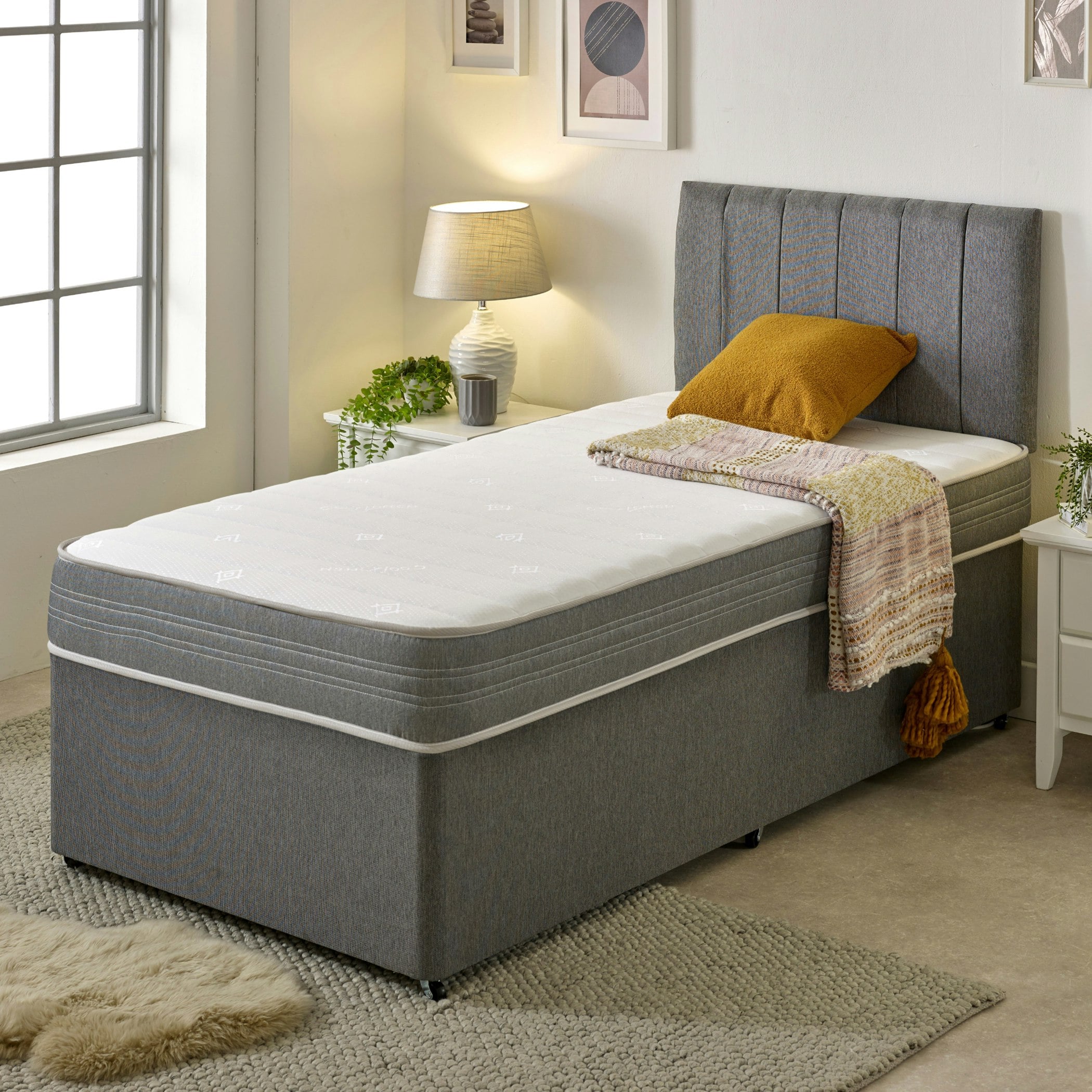Extreme Comfort Grey Sirocco Airflow 18Cms Deep Hybrid Spring & Memory Fibre Mattress - 1 - 2Ft6 Shorty Small Single Mattress (75Cm X 175Cm)