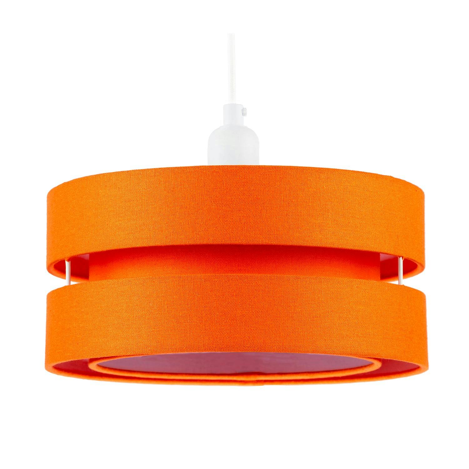 Happy Homewares Orange/Light Modern Linen Fabric Triple Tier Ceiling Pendant Shade